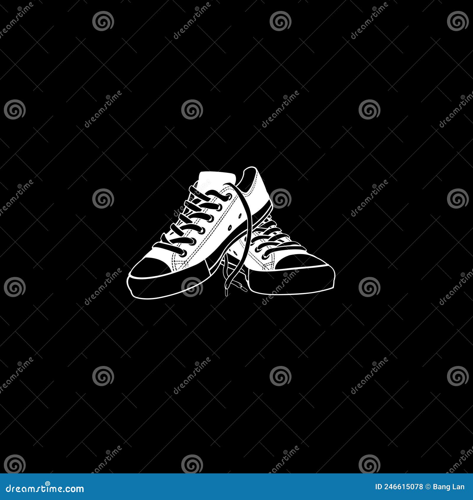 Sketch Illustration of Black and White Shoes. Stock Vector