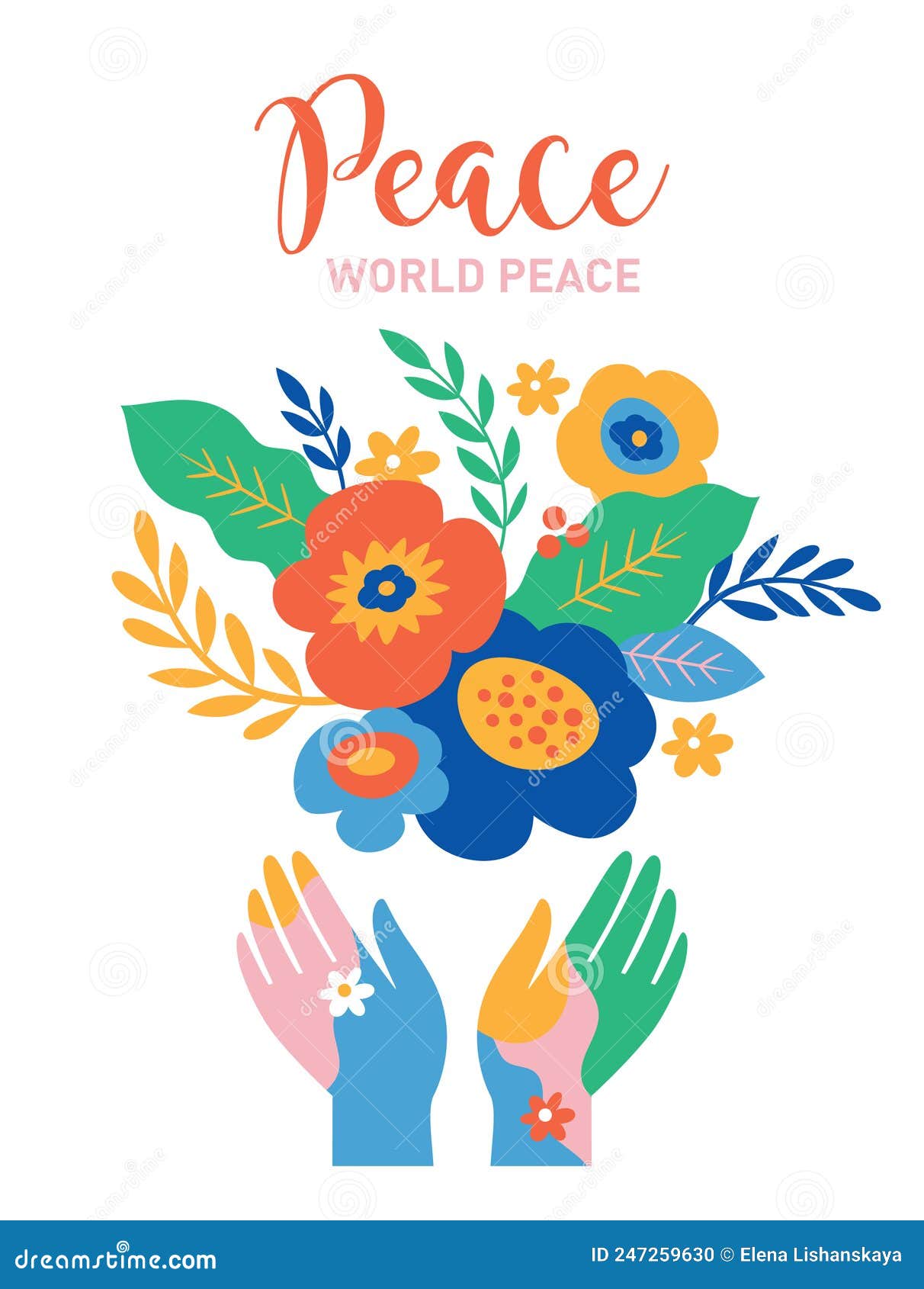 Flowers on a White Background, Symbol Love and Peace Stock Vector