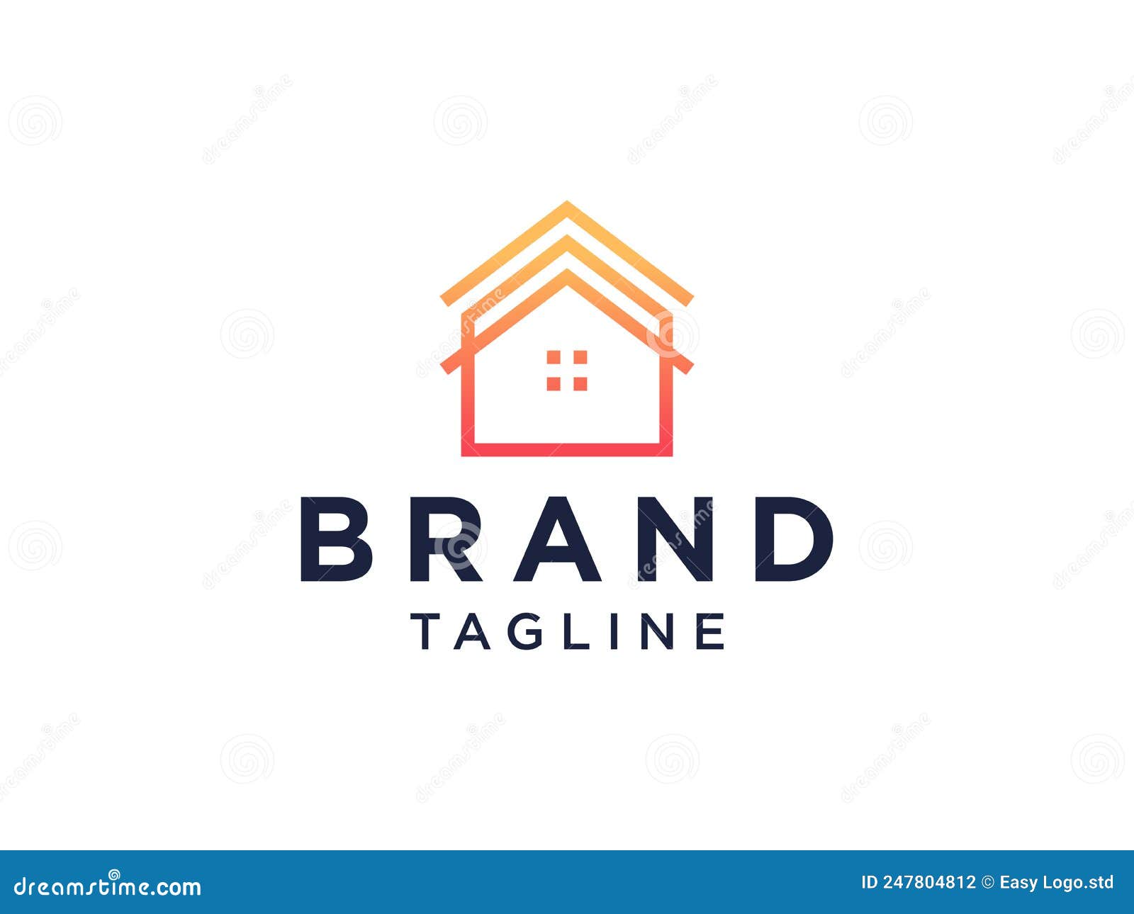 House Logo. Orange House Symbol Geometric Linear Style Isolated on