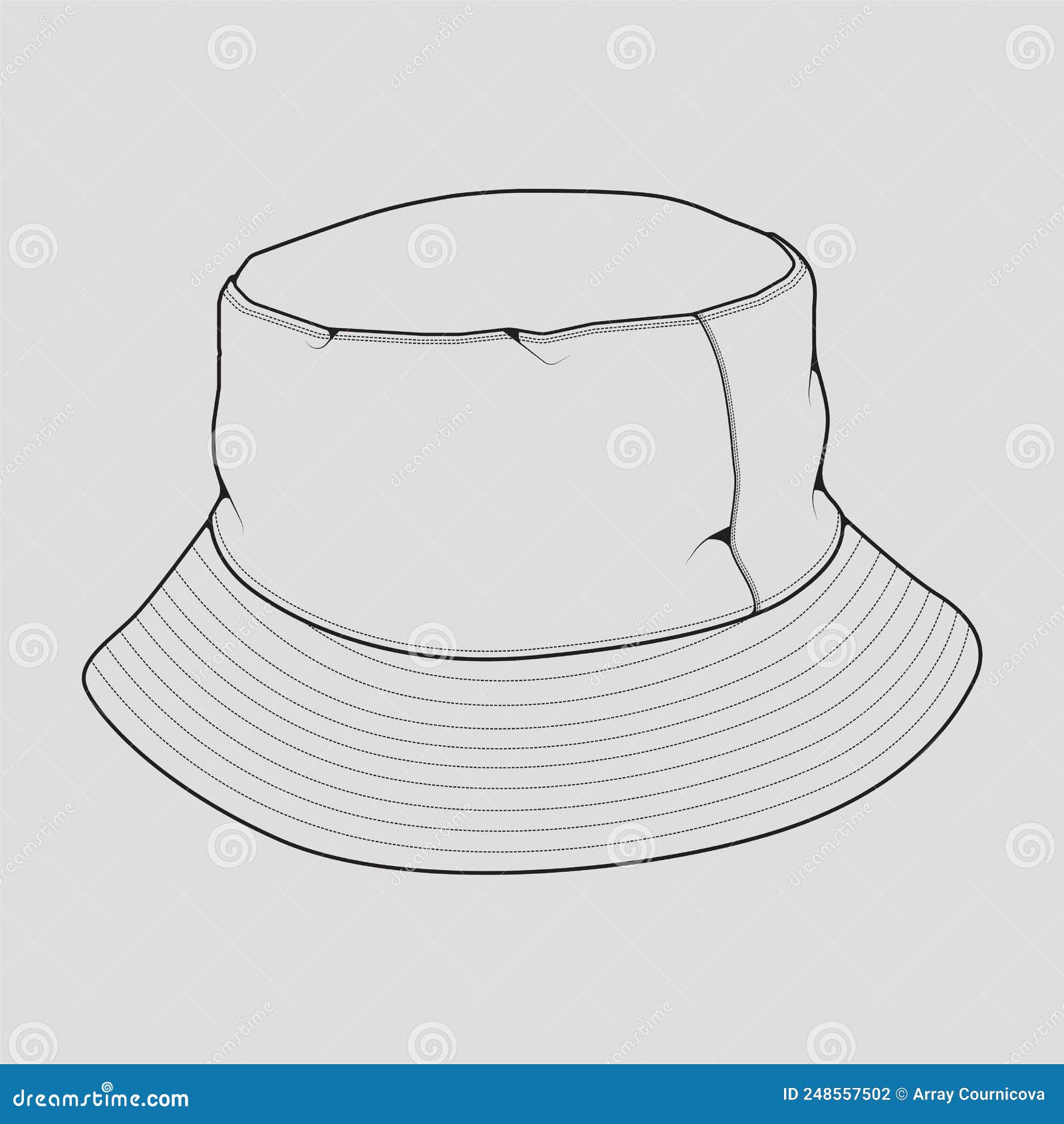 Bucket Hat Outline Drawing Vector, Bucket Hat in a Sketch Style