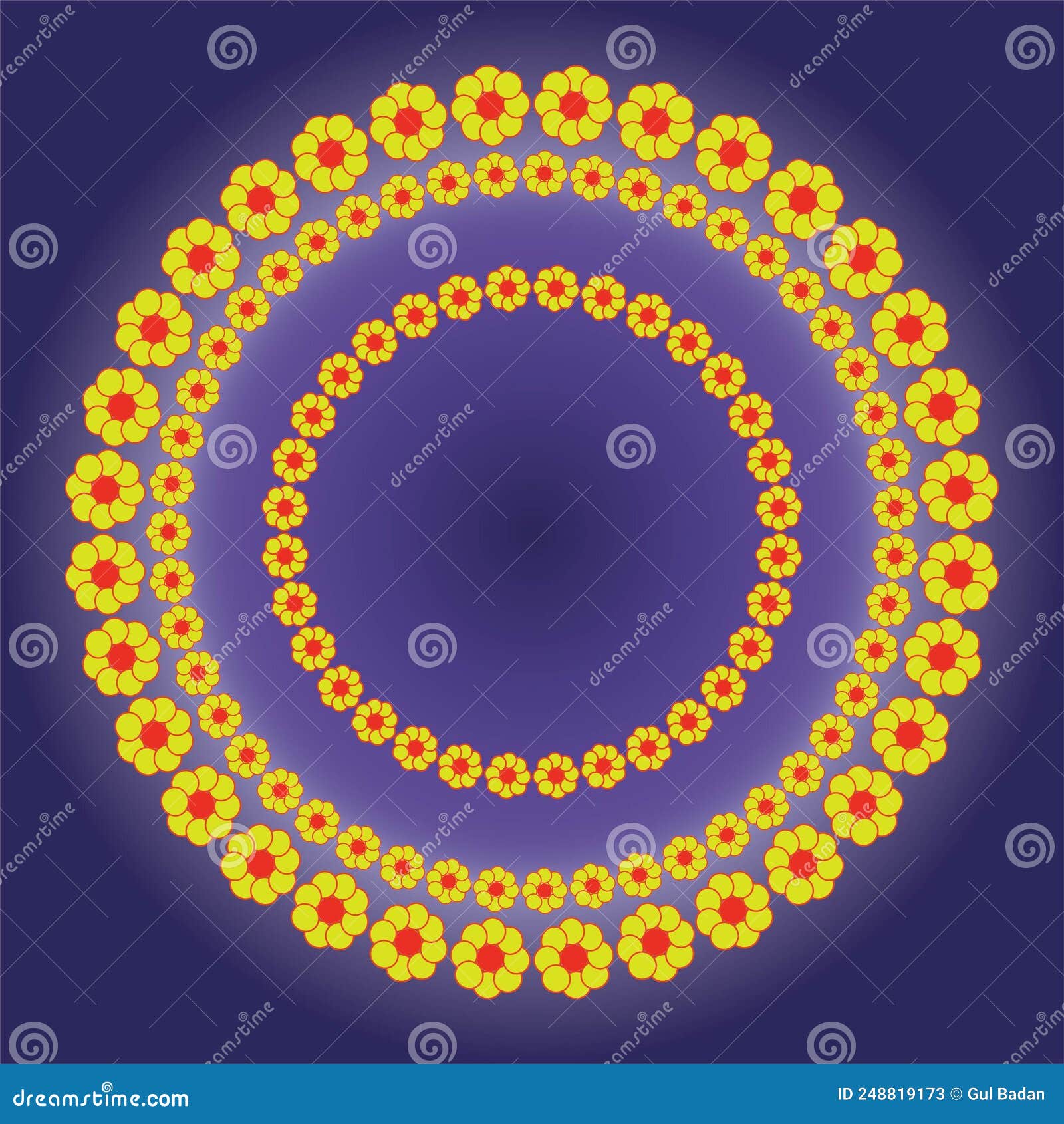 Yellow Flower Ring Wallpaper Frame Eps VectorPrint Stock Vector