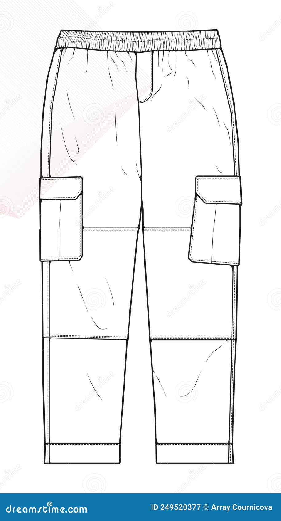 Men Cargo Pants Outline Vector Template, Men Cargo Pants in a Sketch ...