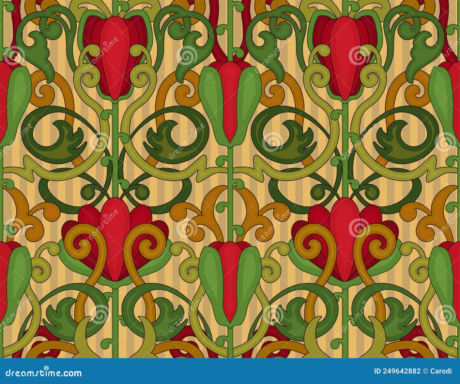 Floral Seamless Wallpaper in Art Nouveau Style Stock Vector