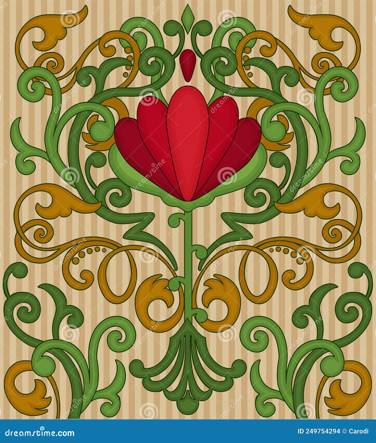Floral Wallpaper in Art Nouveau Style, Vector Stock Vector