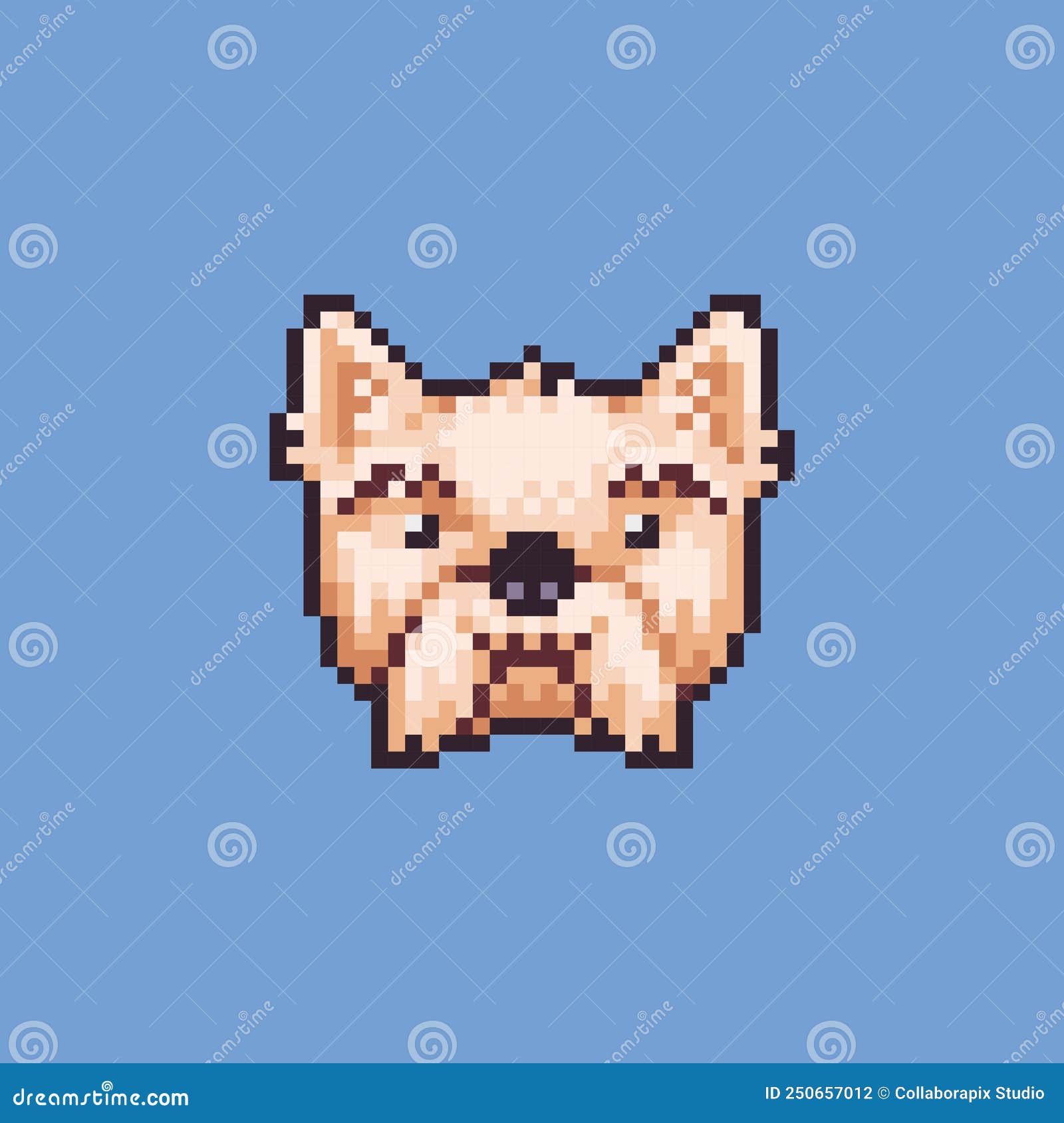 Pixel Art Face Dog Icon Illustration Stock Vector Illustration of