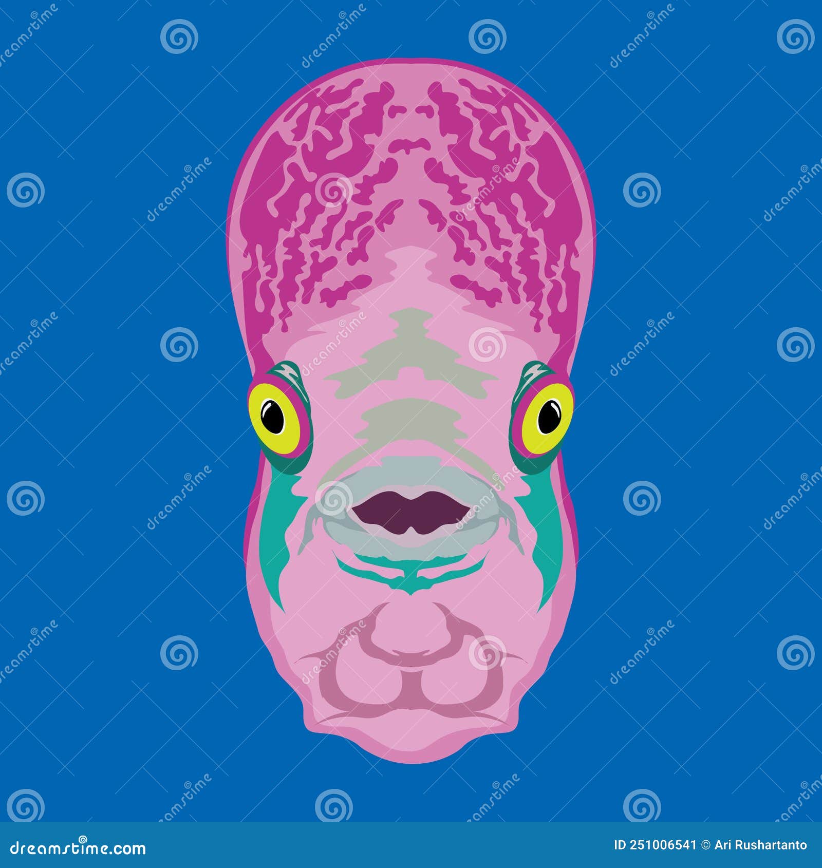 Cute Flowerhorn Fish Face Vector Illustration In Cartoon Decorative cute-flowerhorn-fish-face-vector-illustration-in-cartoon-decorative