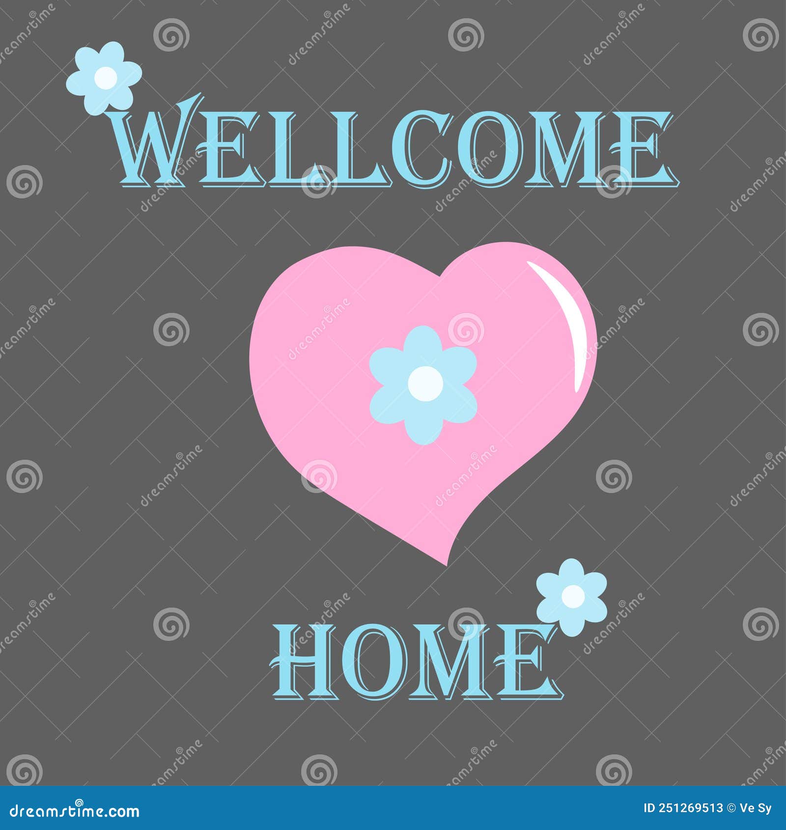 print wellcome home poster with pink heart and flowers