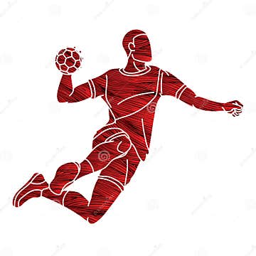 Graffiti Handball Sport Male Player Action Cartoon Graphic Vector Stock ...