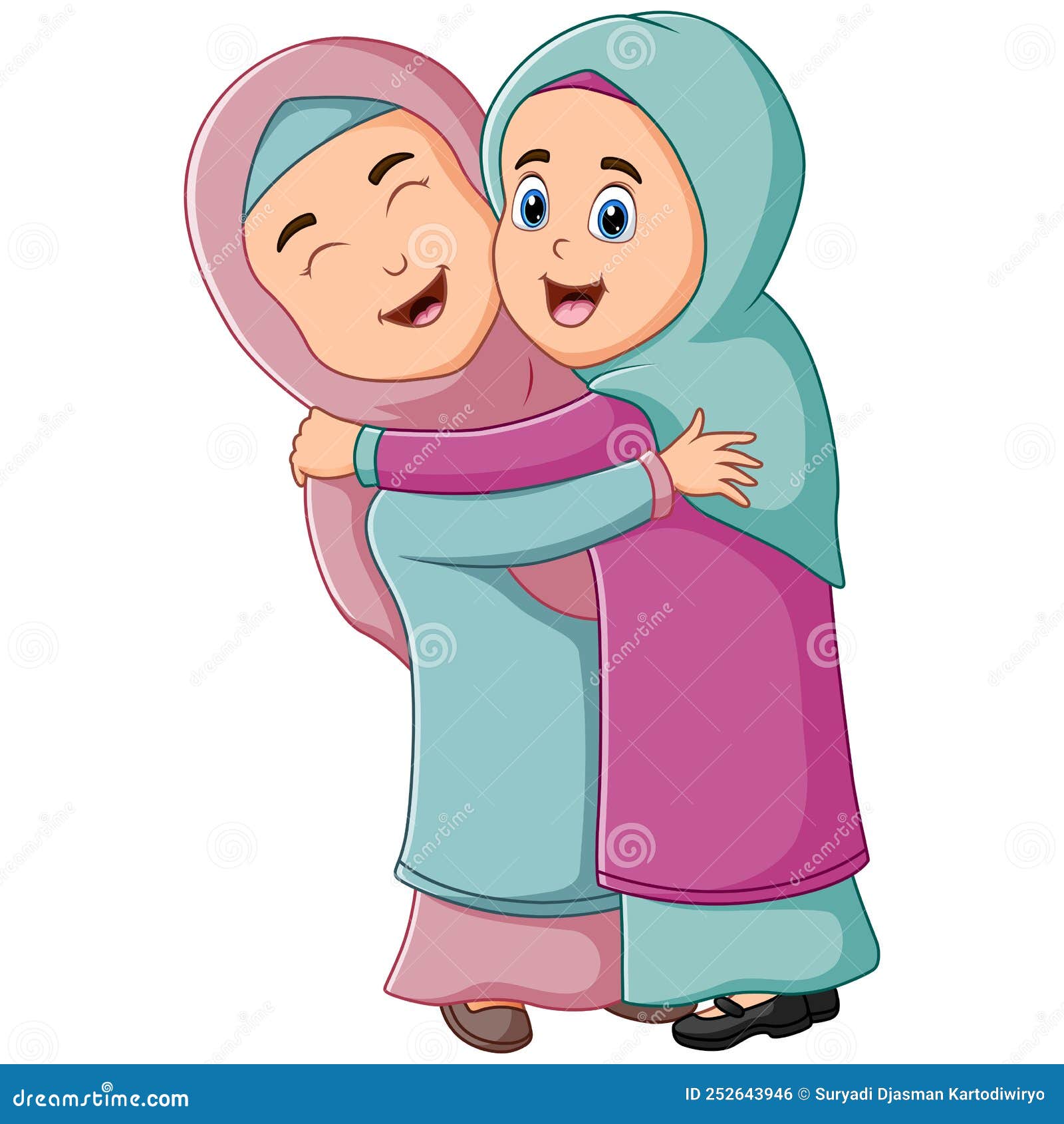 Arabian Mother and Daughter Hug and Smile Together Stock Vector ...