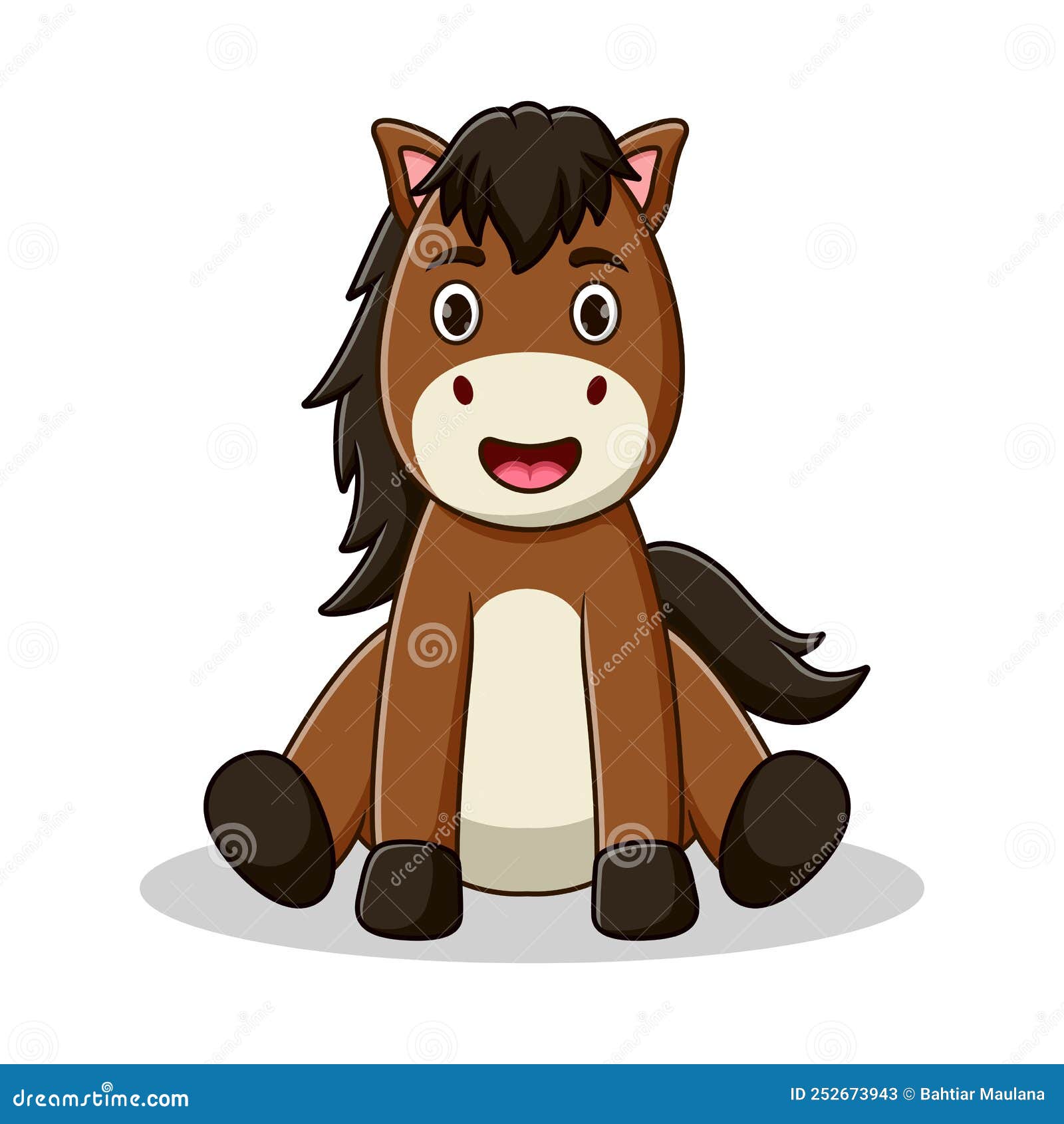 Cartoon Cute Baby Horse Sitting Stock Vector - Illustration of mammal,  comic: 252673943