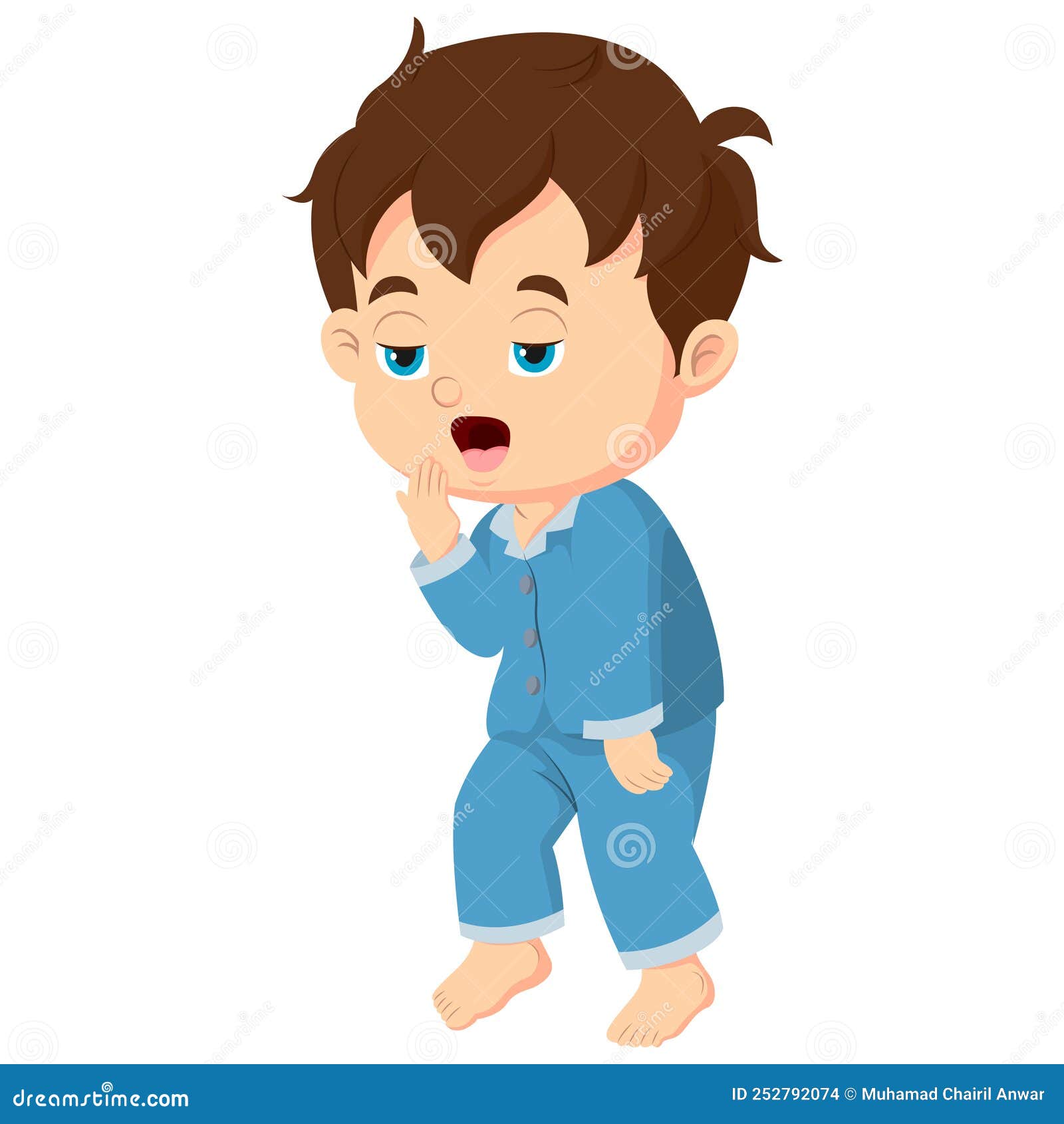 Cute Boy Wearing Pajamas Yawning Stock Vector Illustration of awoke