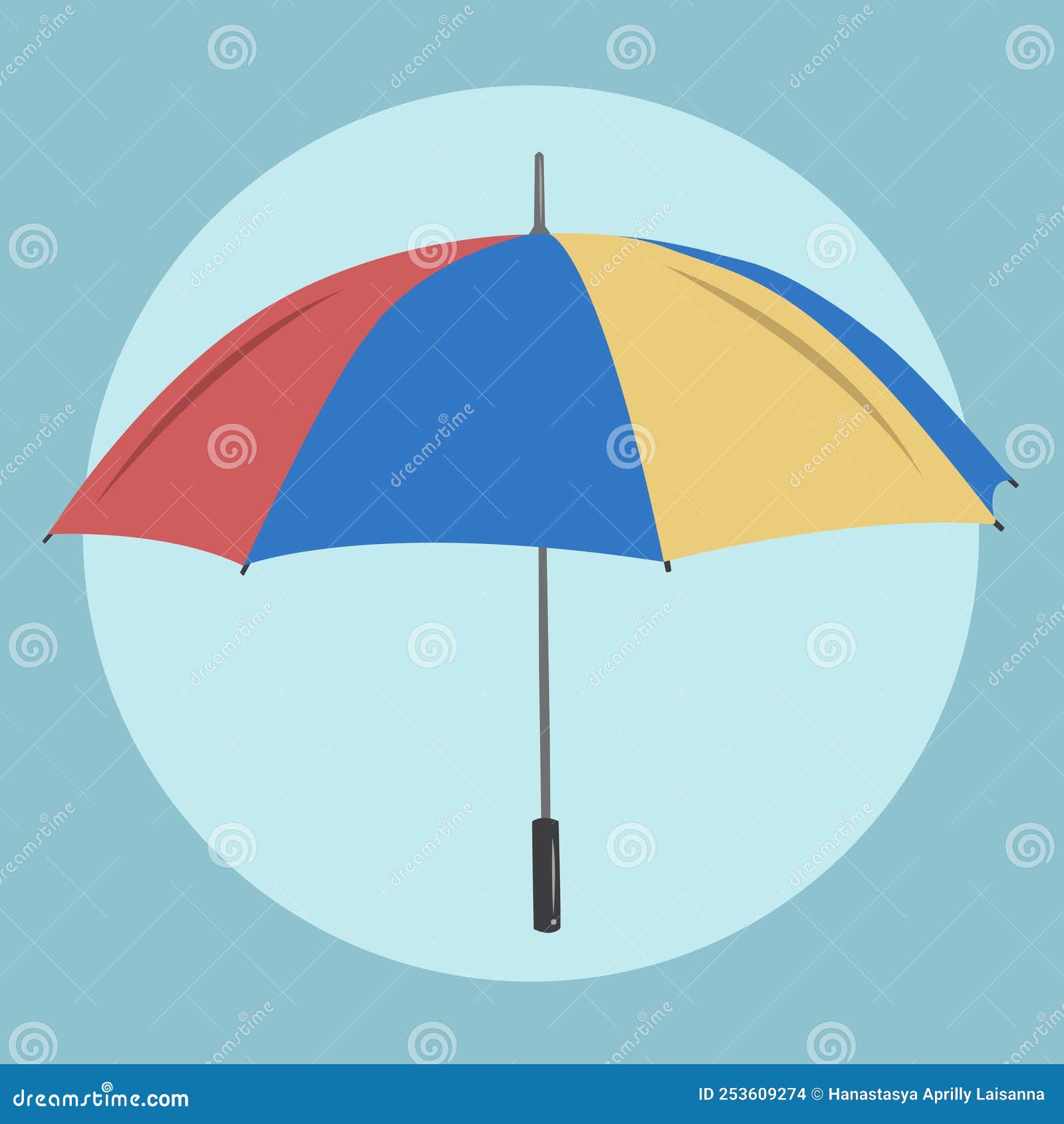 Colorful Cute Red Yellow Blue Umbrella Vector Illustration Stock Vector