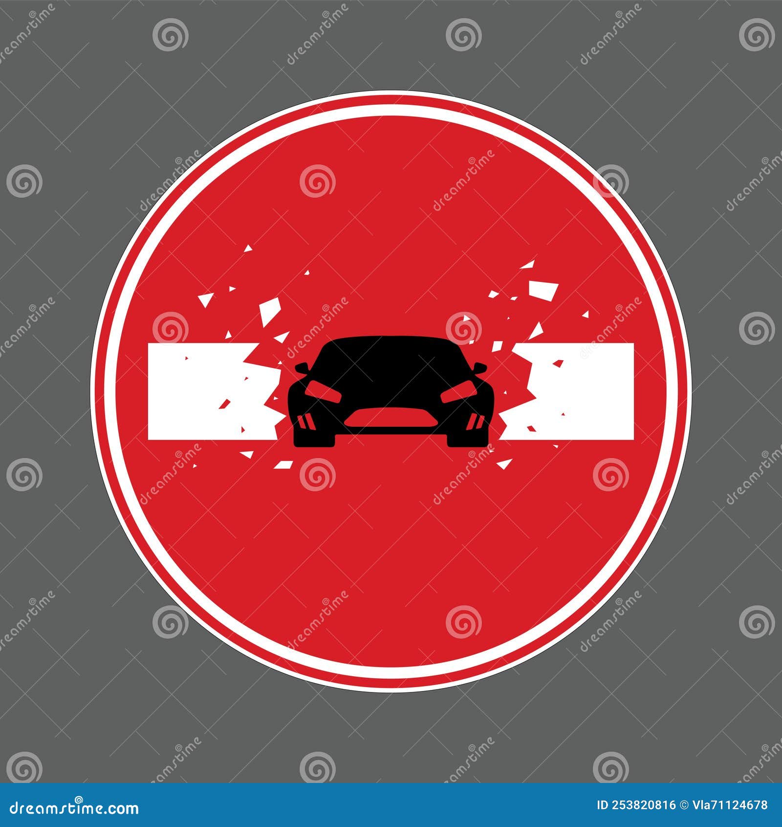 Breakthrough Car Window Sticker Design with Black Silhouette Stock