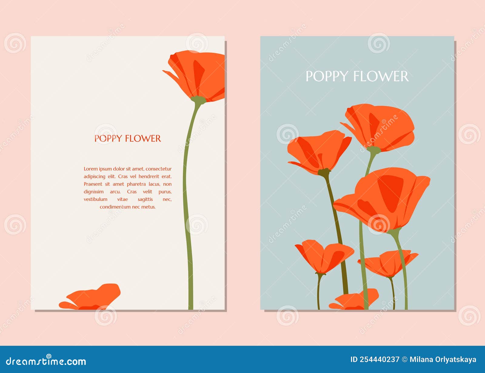 Floral Design Template For Postcards Poppy Flower Vector Illustration floral-design-template-for-postcards-poppy-flower-vector-illustration