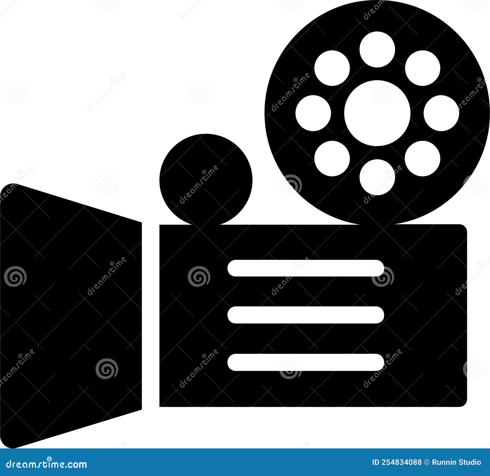 Movie Roll Icon with Glyph Style Stock Vector - Illustration of camera ...