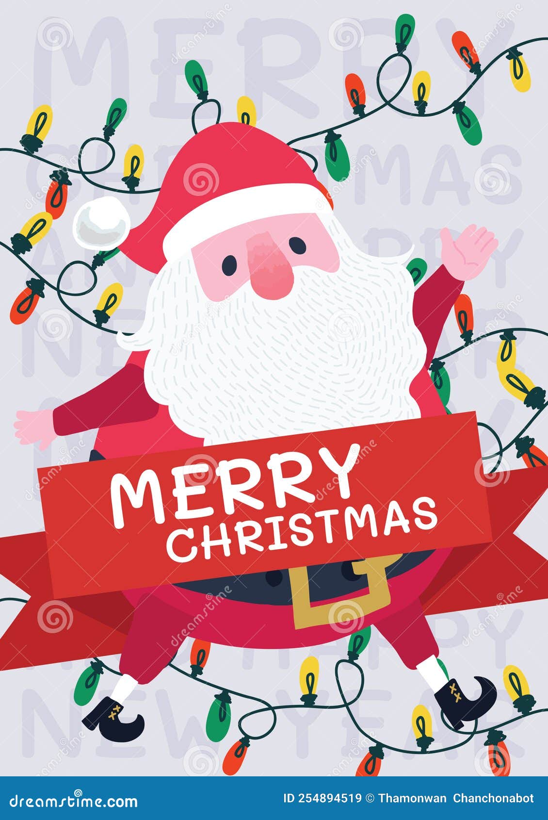 Cute Christmas Card Design Vector Stock Vector Illustration of santa, christmas 254894519