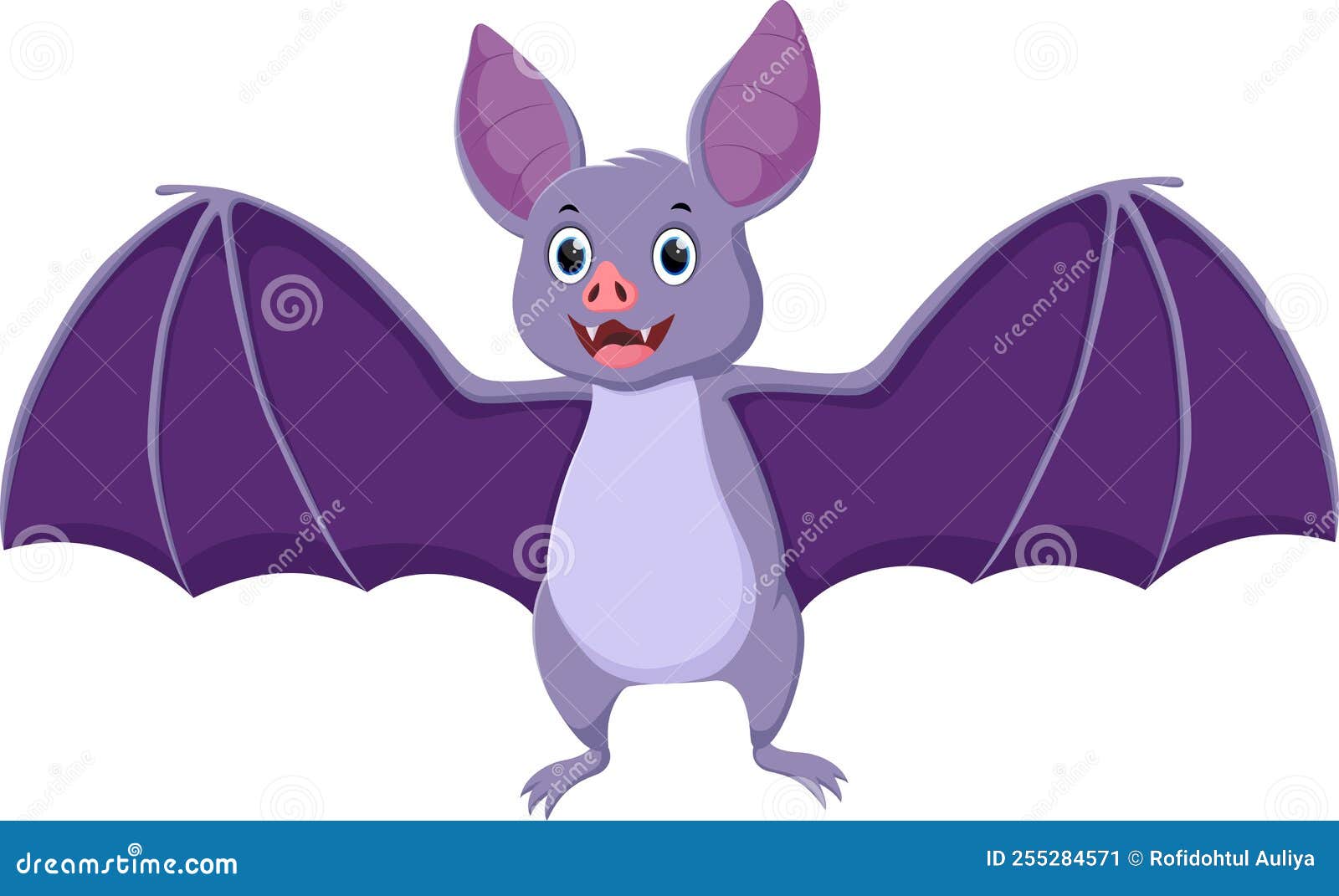 Cute Bat Cartoon Spreading His Wings Stock Vector Illustration of