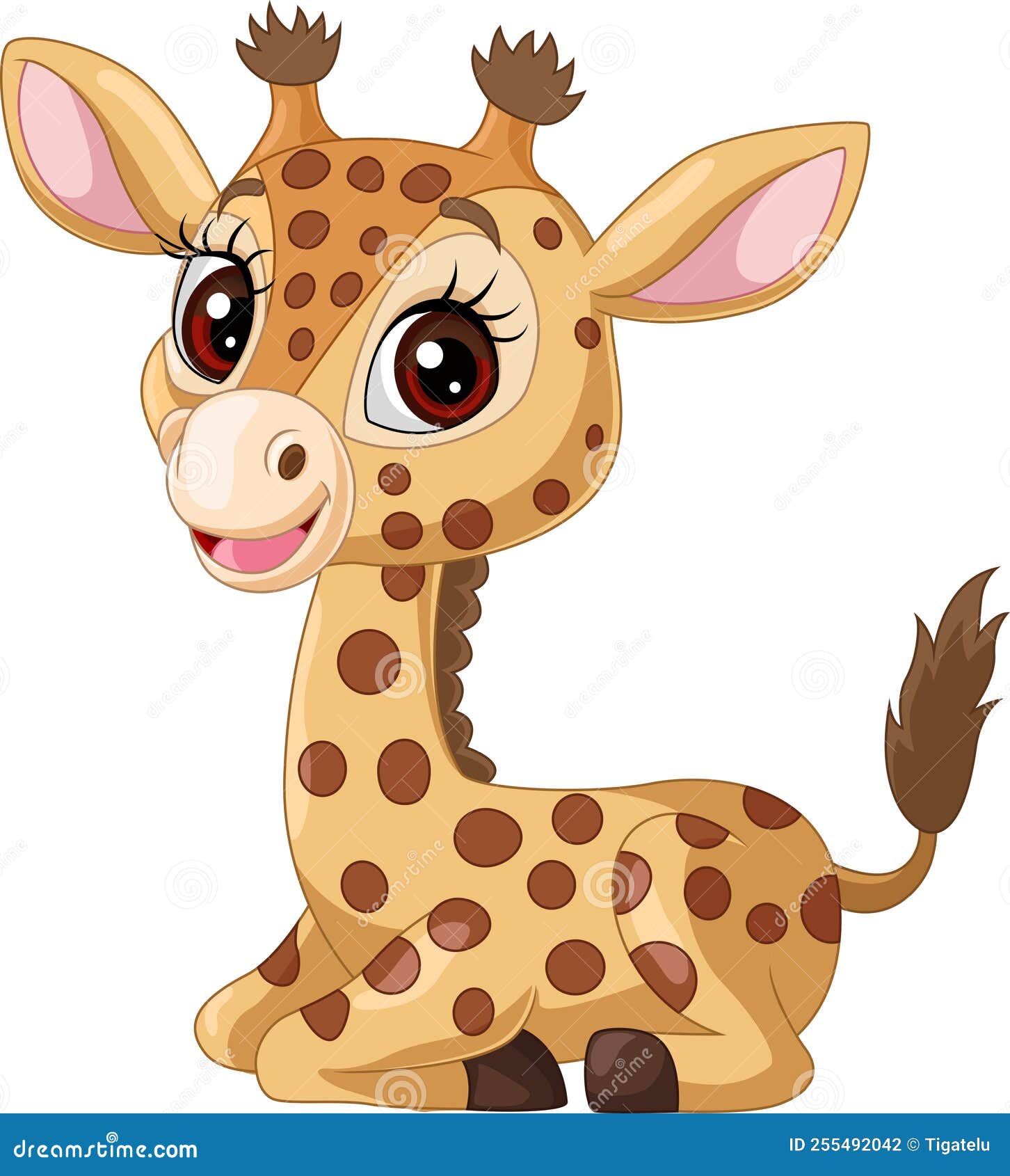 Cartoon Funny Little Giraffe Sitting Stock Vector Illustration of