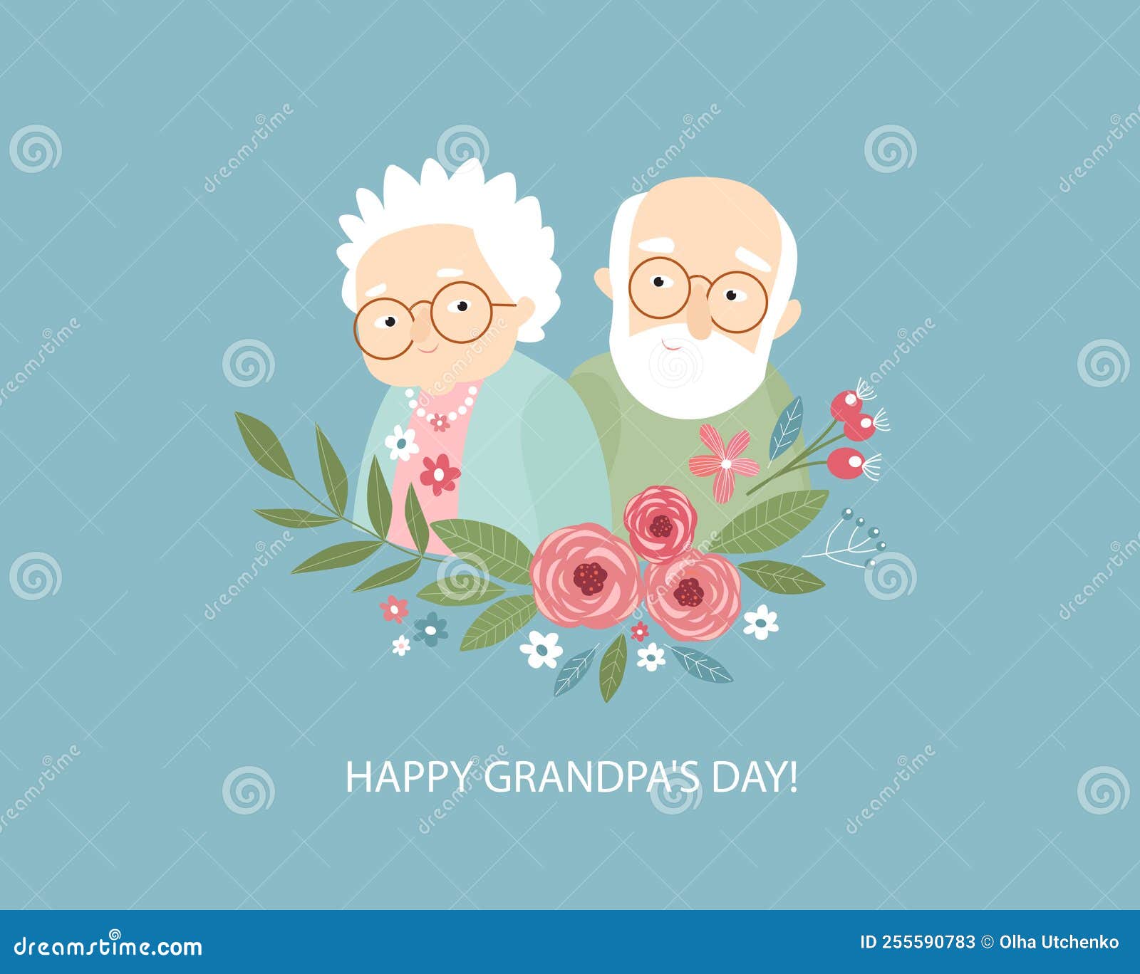 print. nice old couple.  grandparents. cartoon characters.