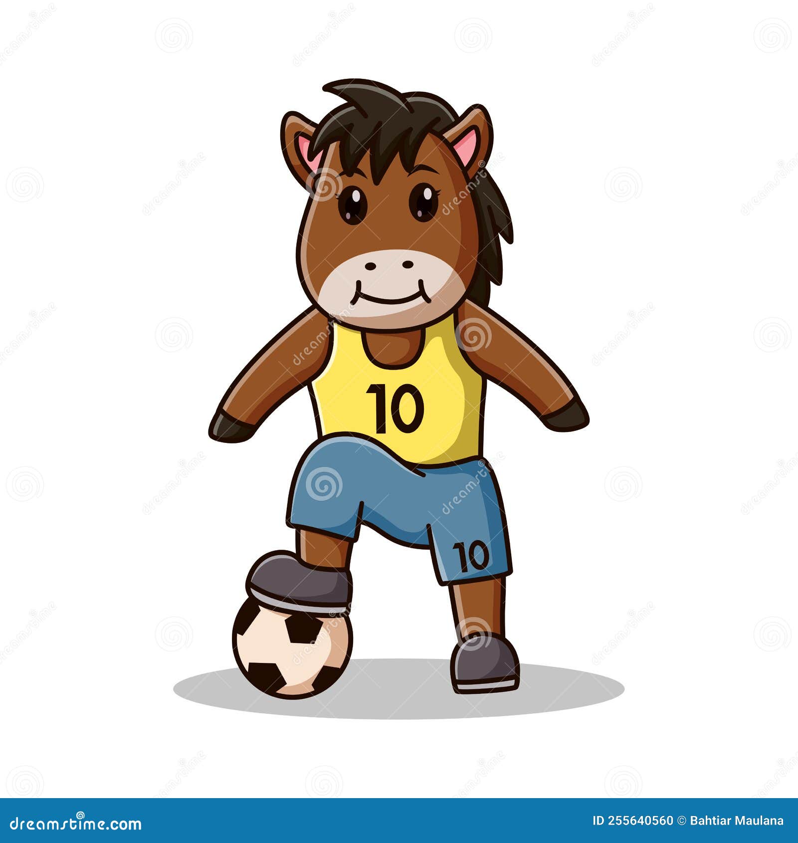 Cute Horse Footballer Cartoon. Animal Sport Icon Concept. Flat Cartoon