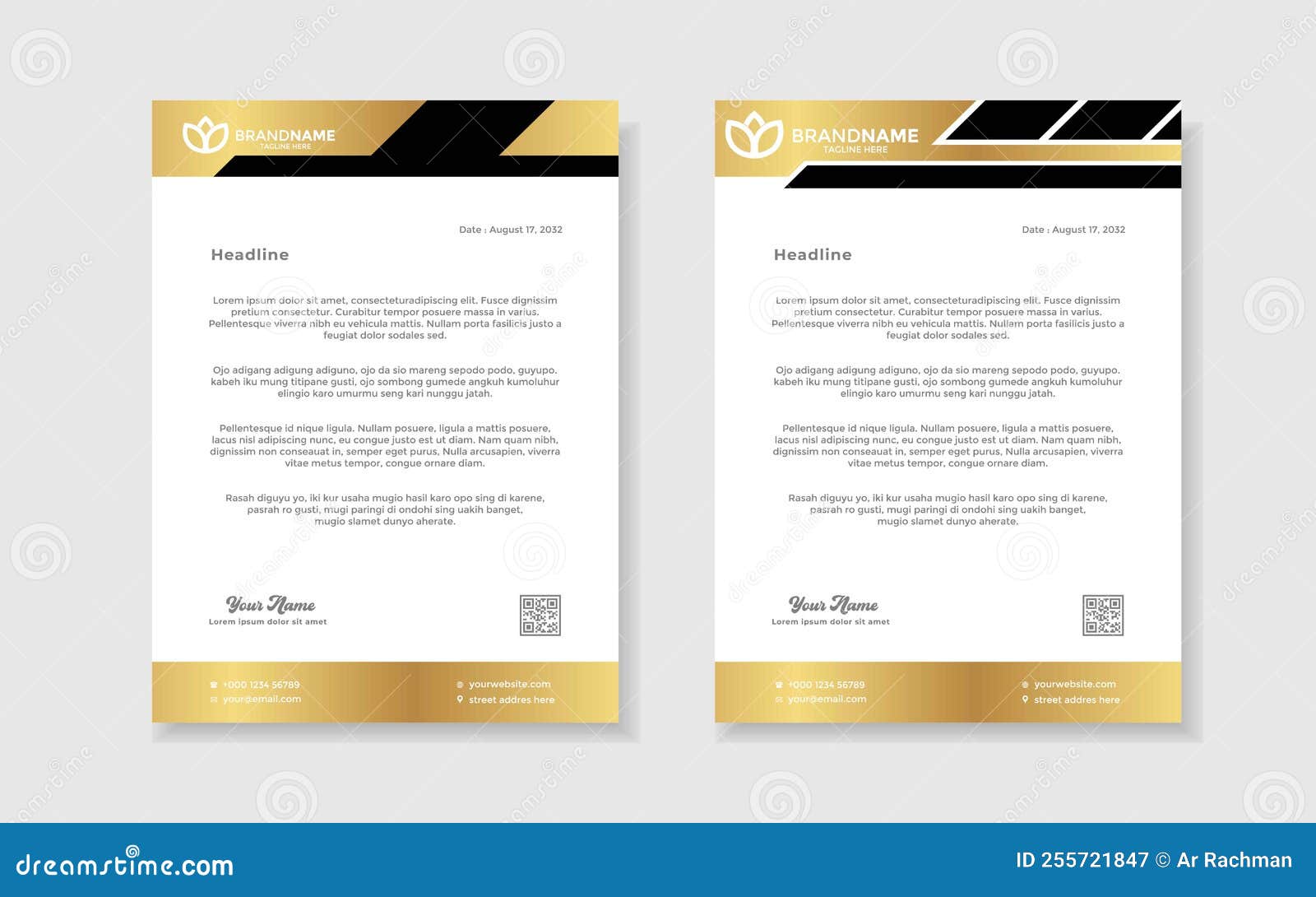 Golden Letterhead Design Template for Stationary for Business