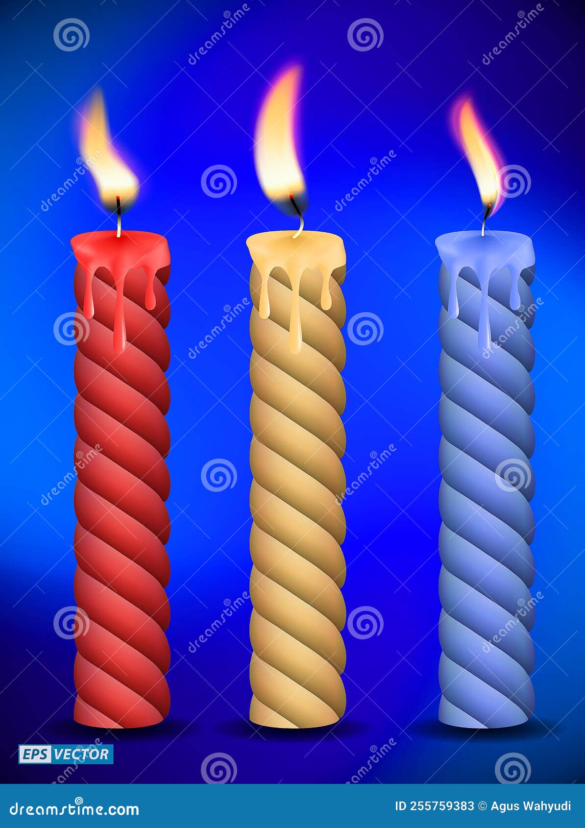 Set of Realistic Flame Candles Effect or Burning Candle Light with