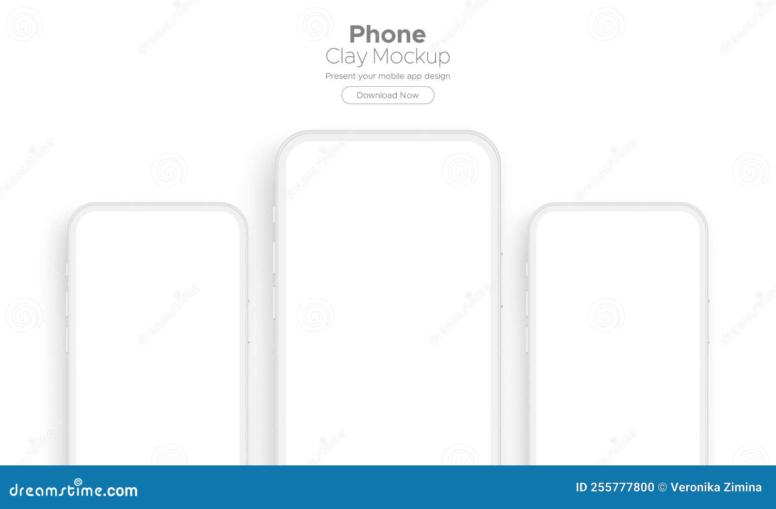 Clay Smartphones Mockups with Blank Screens for Showing Your