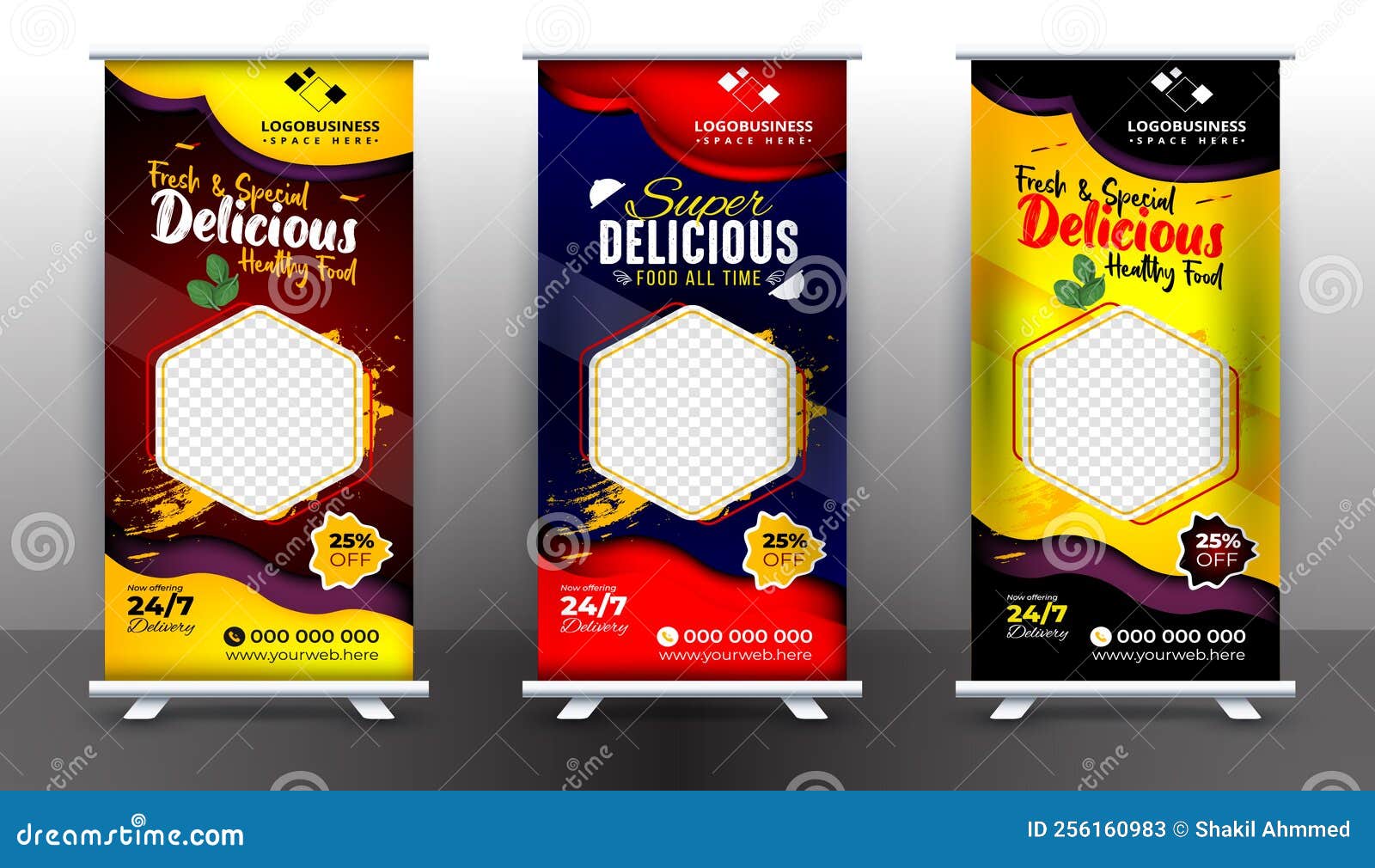 Food and Restaurant Roll Up Banner Design, Standee Food Design Banner