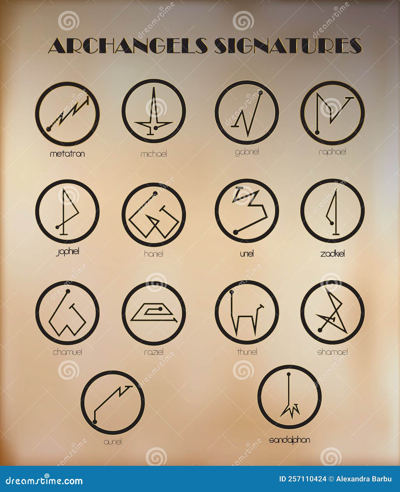 Archangels Seals Angelic Sigils Signatures Runes Old Paper Stock archangels-seals-angelic-sigils-signatures-runes-old-paper-stock