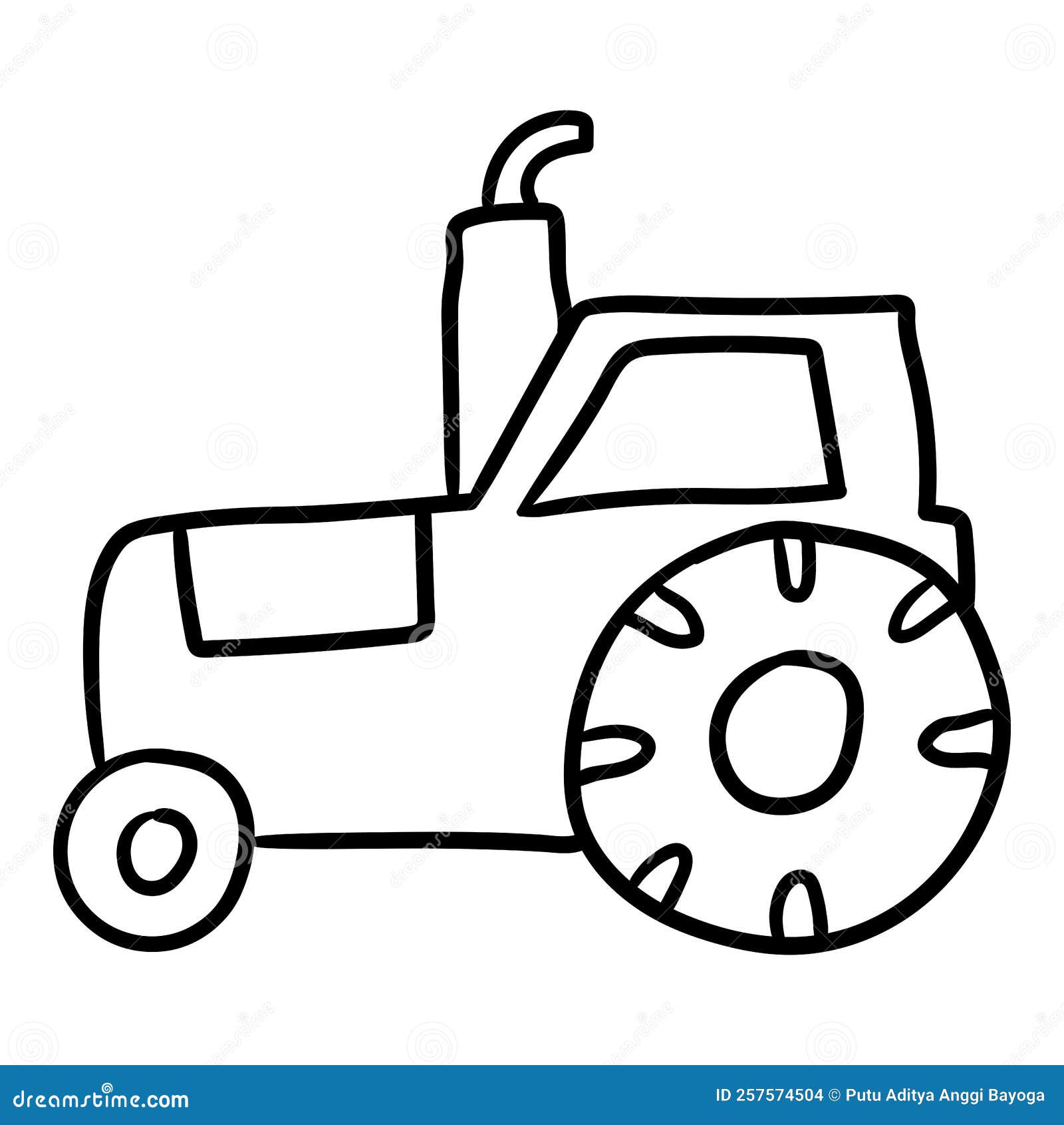 Cartoon doodle tractor stock vector. Illustration of vector 257574504