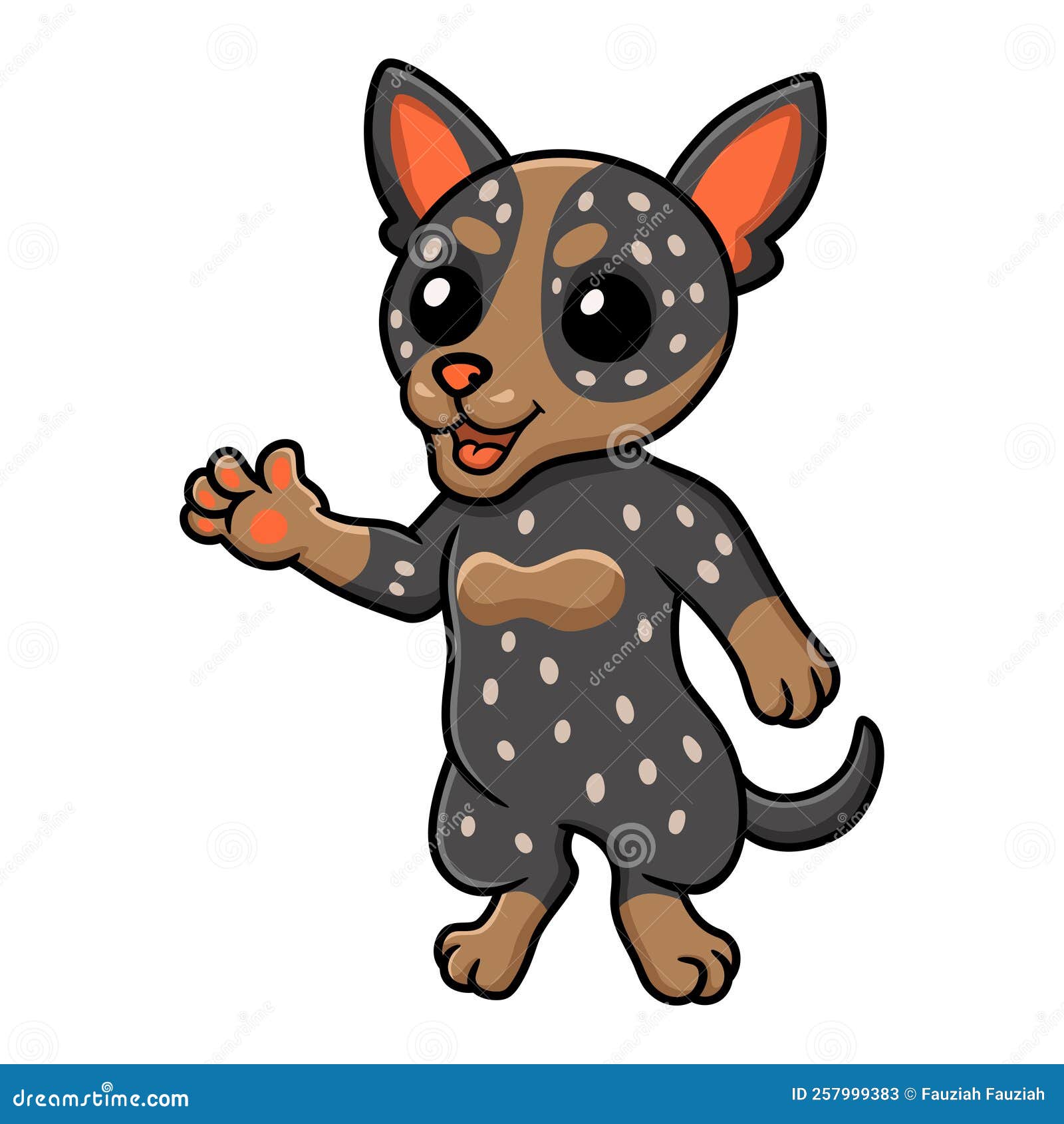 Cute Australian Cattle Dog Cartoon Waving Hand Stock Vector