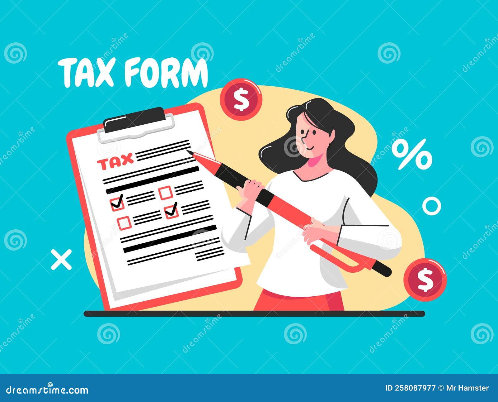 Online Tax Payment. Filling Tax Form. TAX Concept Stock Vector