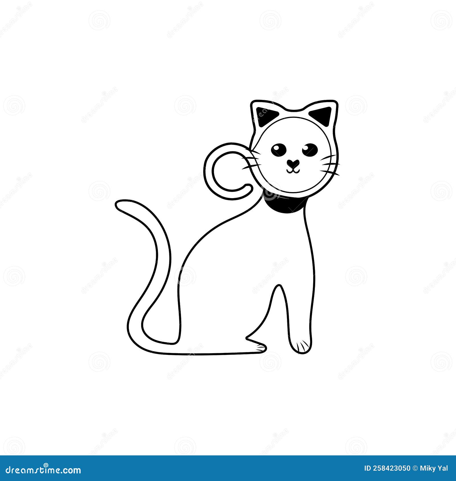 Vector Illustration Character Design Outline of Cat. Draw Doodle Style