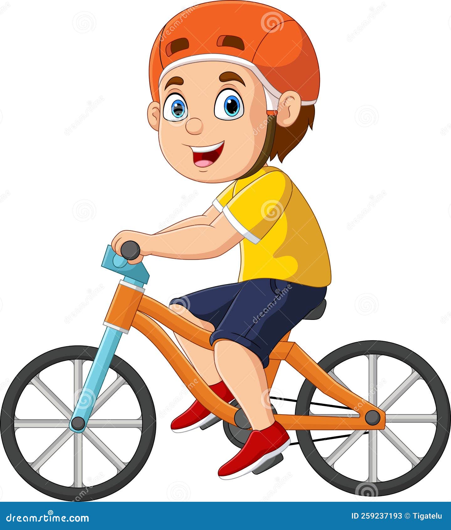 Cute Little Boy Cartoon Riding Bicycle Stock Vector - Illustration of ...