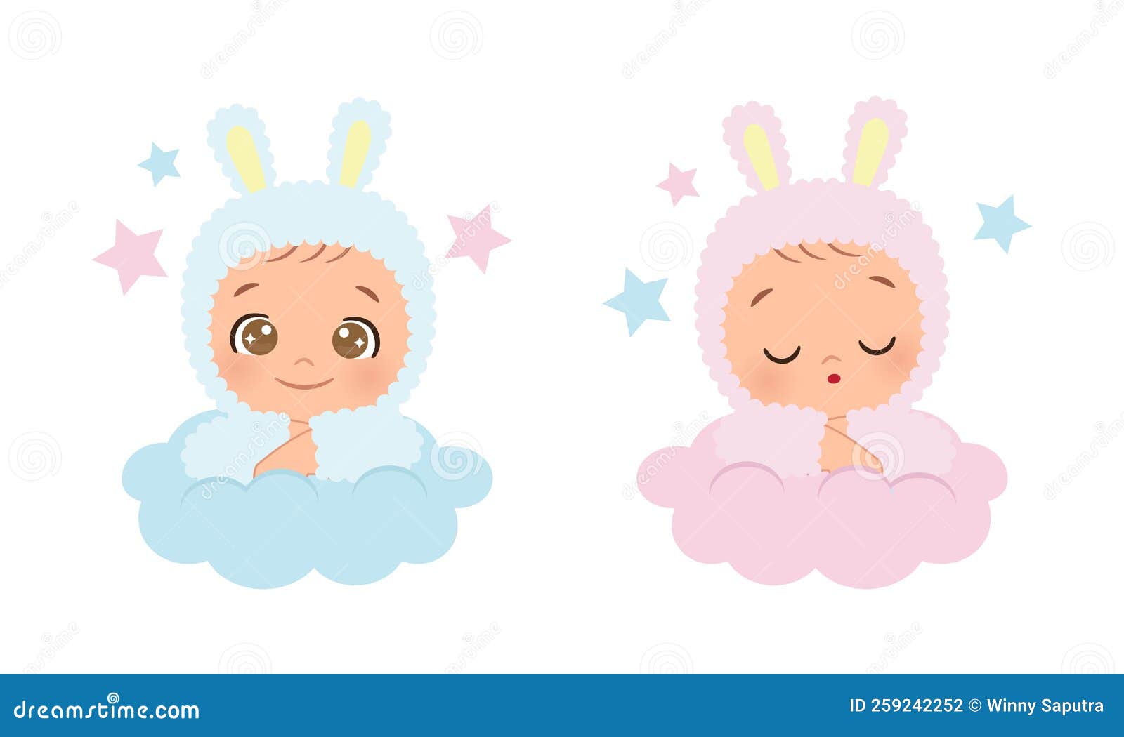 Cute Baby Boy and Girl in Rabbit Costume Stock Vector Illustration of
