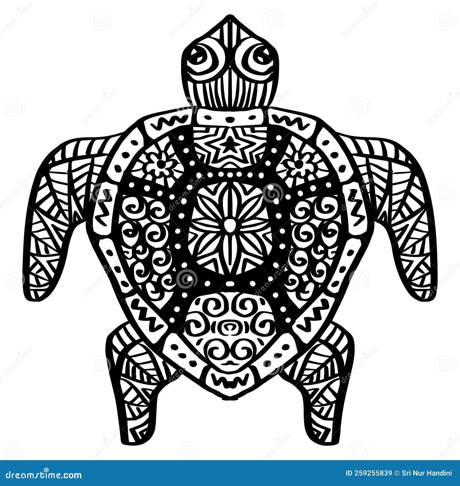 Turtle Doodle Zentangle Hand Drawing Illustration Stock Illustration