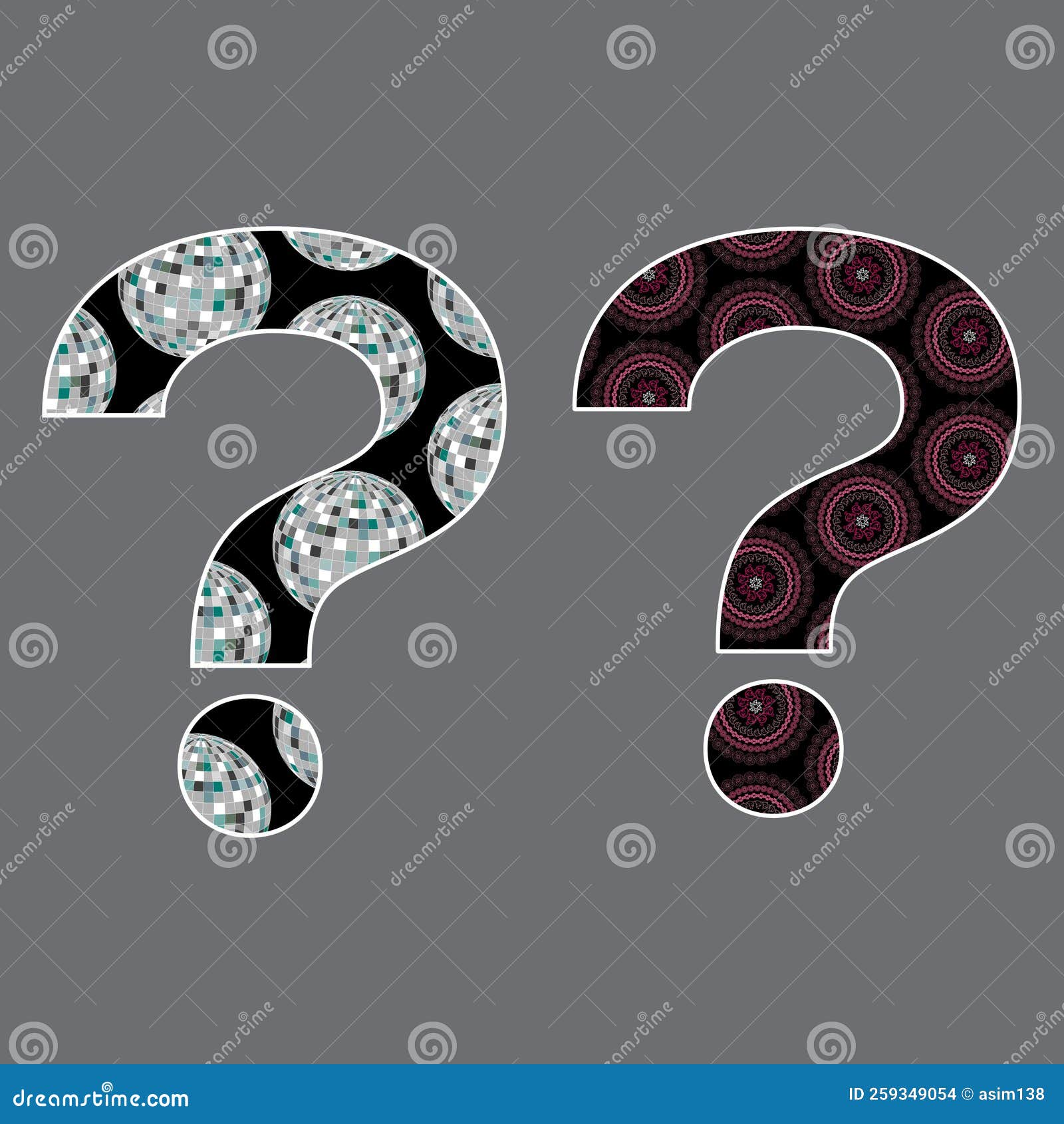 Illustration Creative Question Marks with Pattern of Disco Balls and