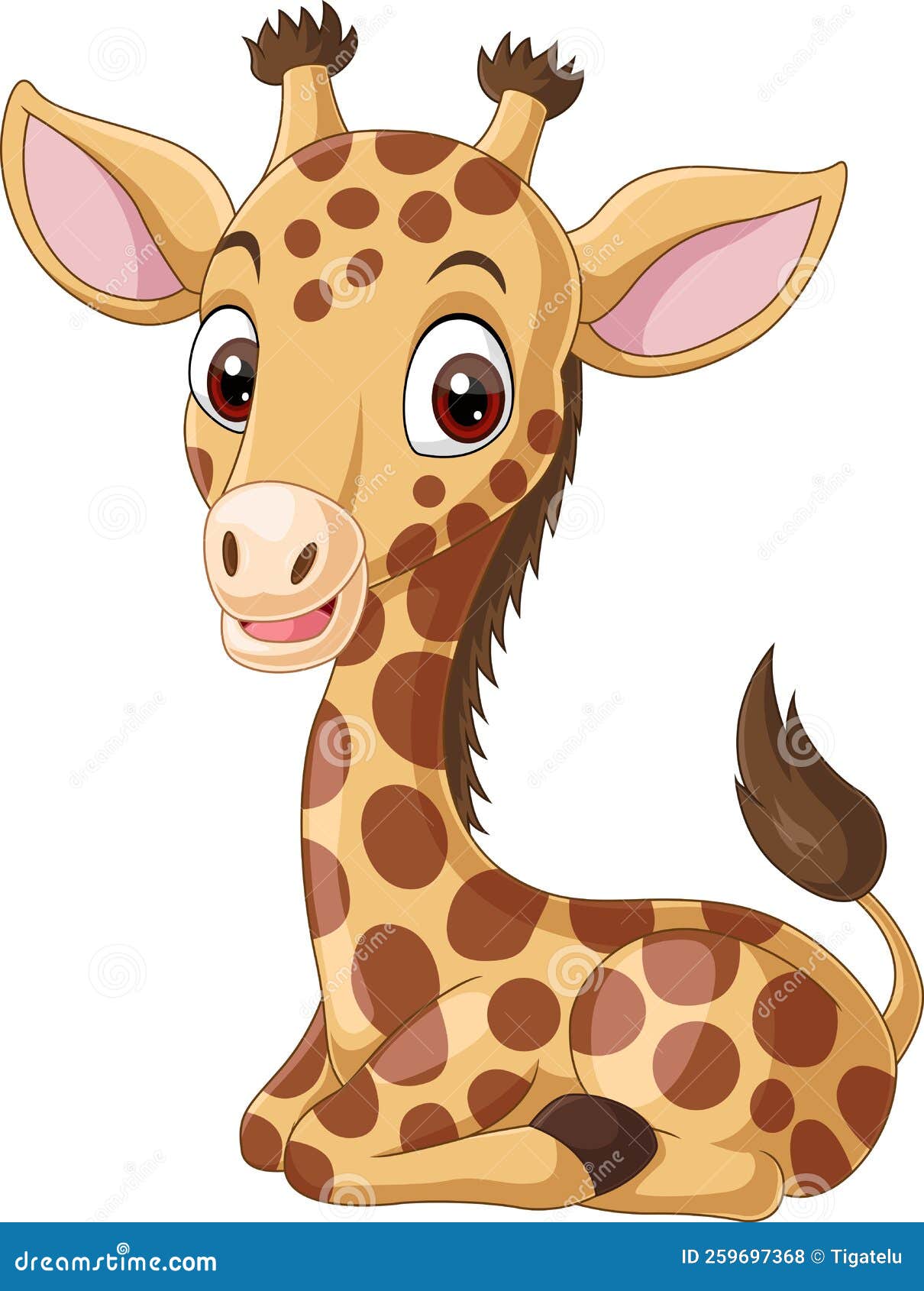 Cartoon Funny Little Giraffe Sitting Stock Vector Illustration of