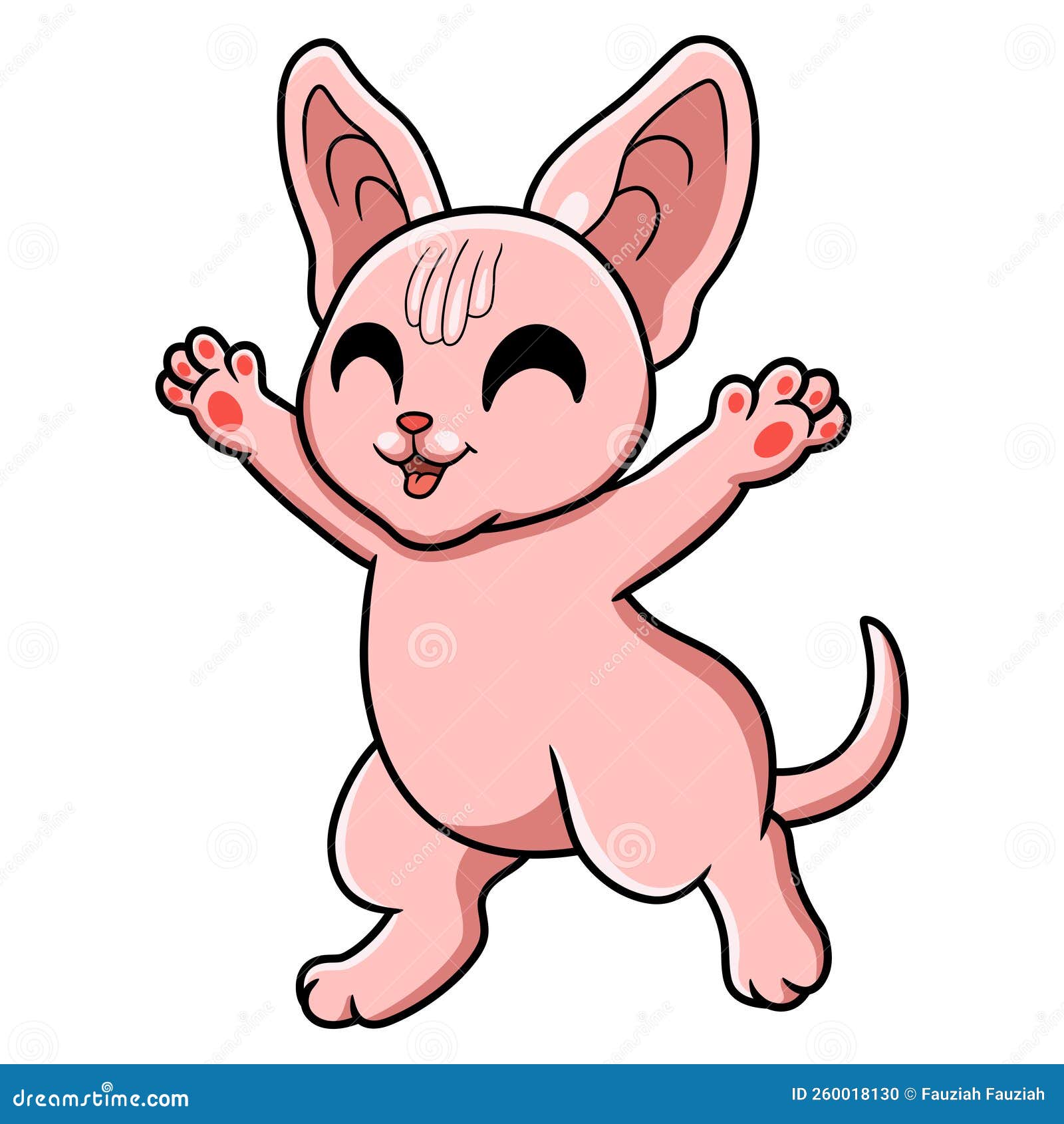 Cute Sphynx Cat Cartoon Raising Hands Stock Vector - Illustration of