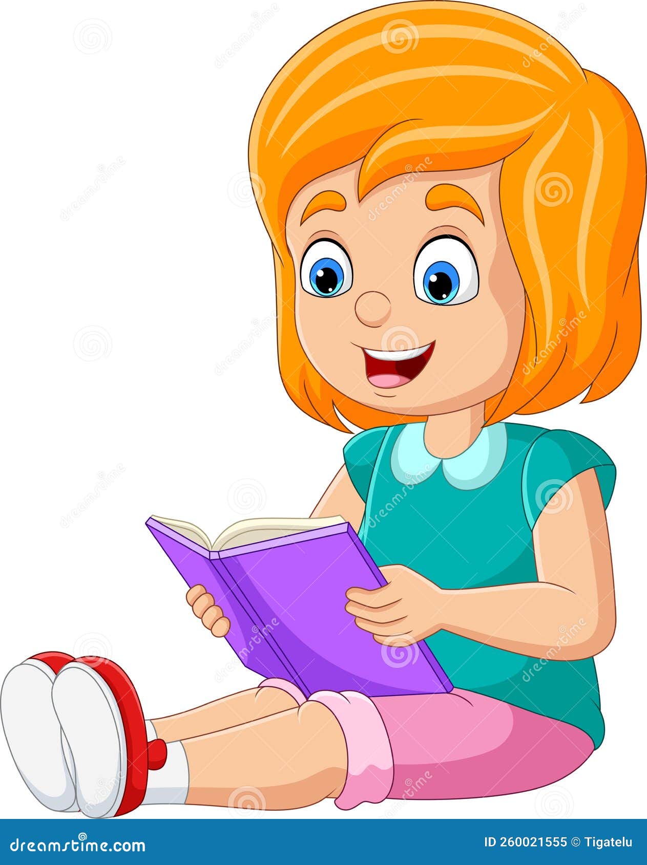cartoon-little-girl-sitting-and-reading-a-book-stock-vector