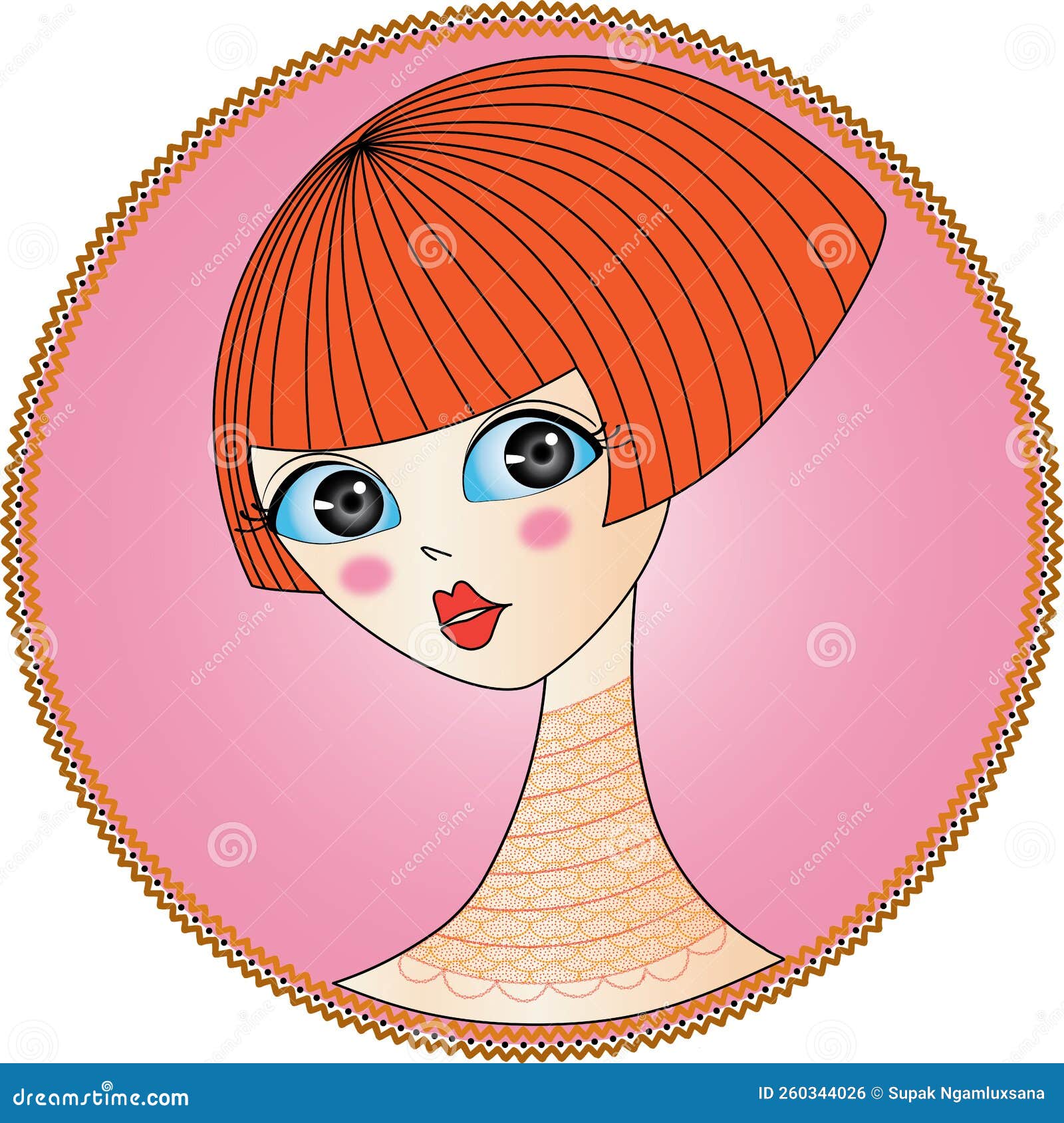 Orange head cartoon woman stock illustration. Illustration of beautiful