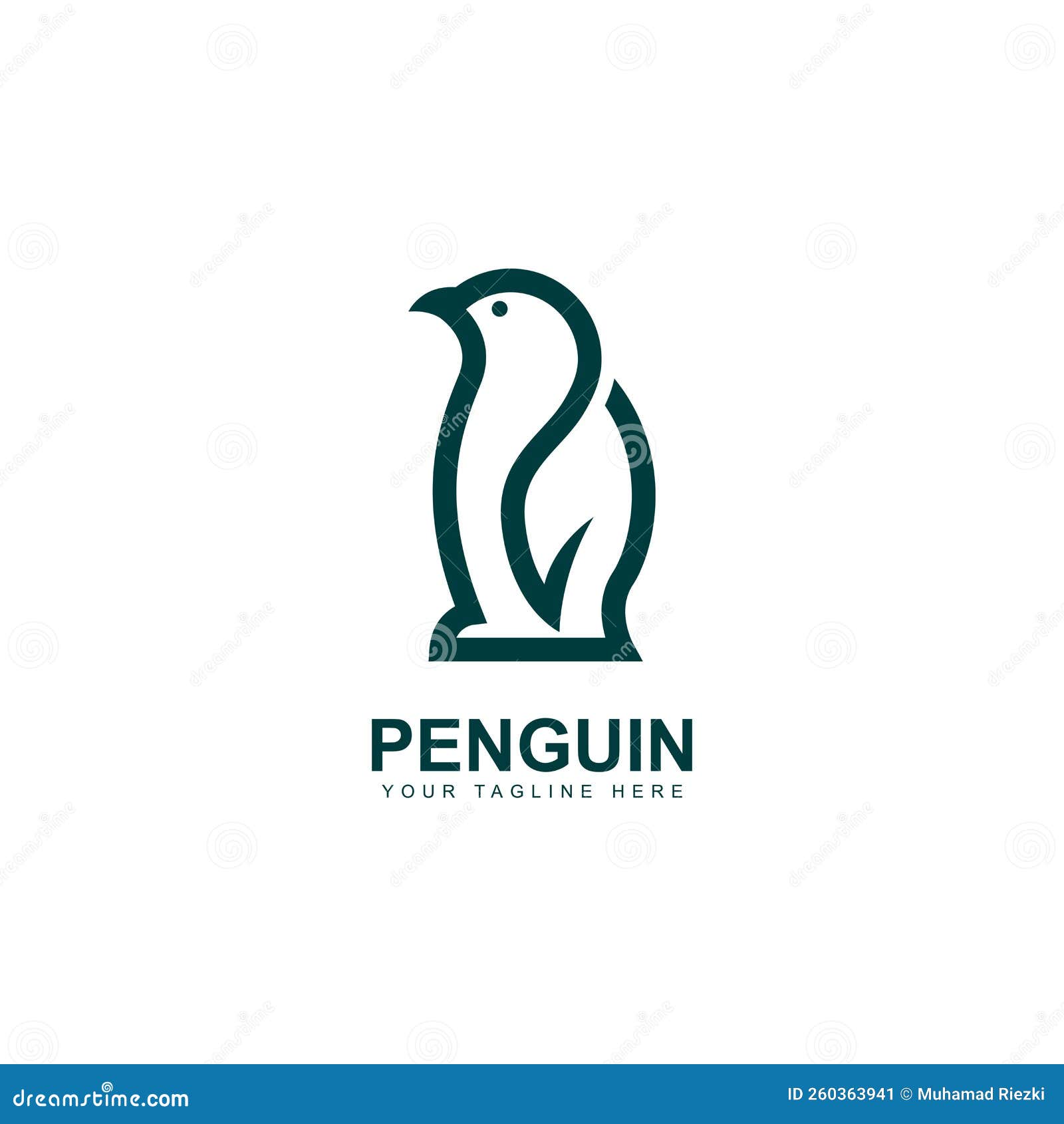 Penguin Logo in Line Style. Penguin Icon Vector Illustration Stock ...