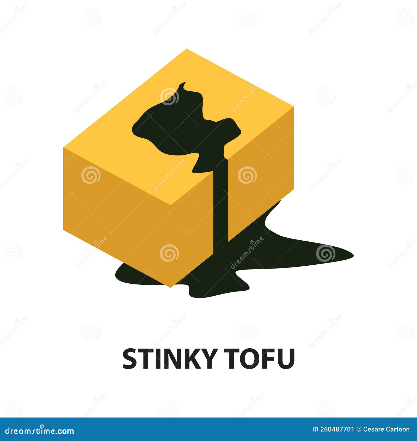 Stinky Tofu. Chinese Fermented Tofu Traditional Food Symbol Cartoon Illustration Vector