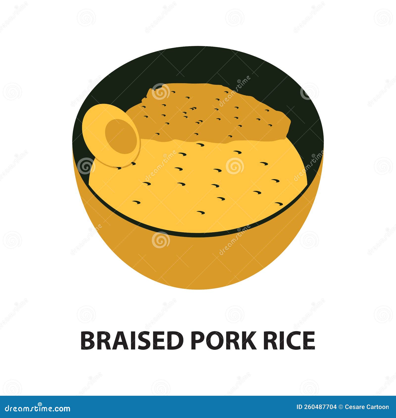 Cartoon Braised Pork Rice Vector Illustration