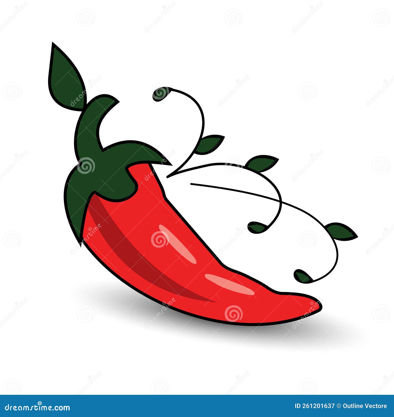 Red Chili Pepper with Leaves Stock Vector Illustration of leaves