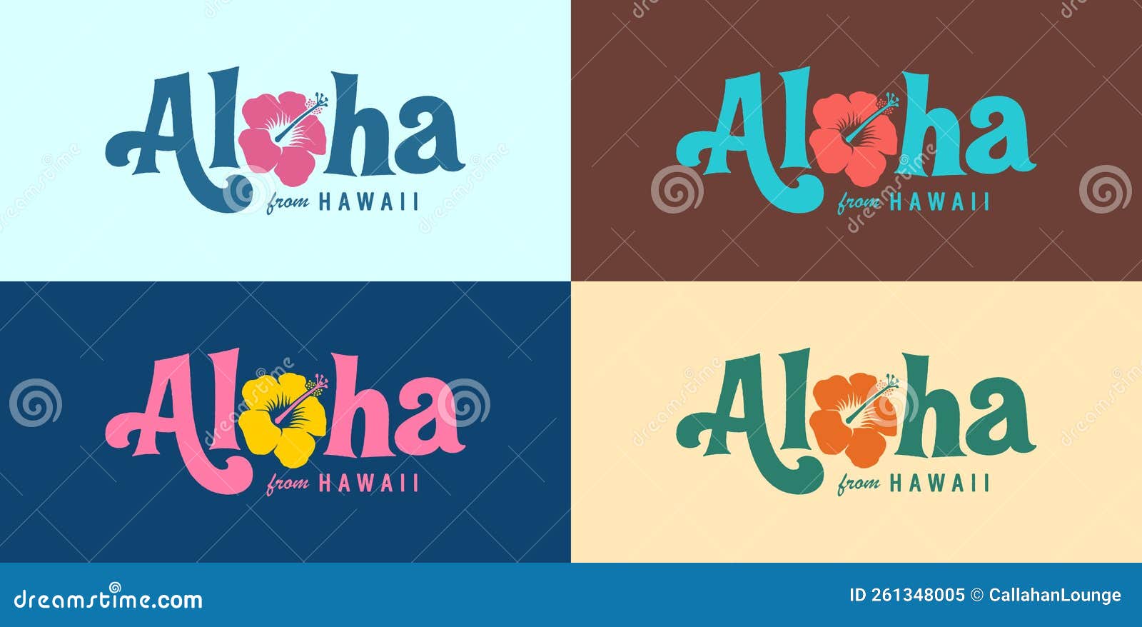 vintage style aloha from hawaii logo set.