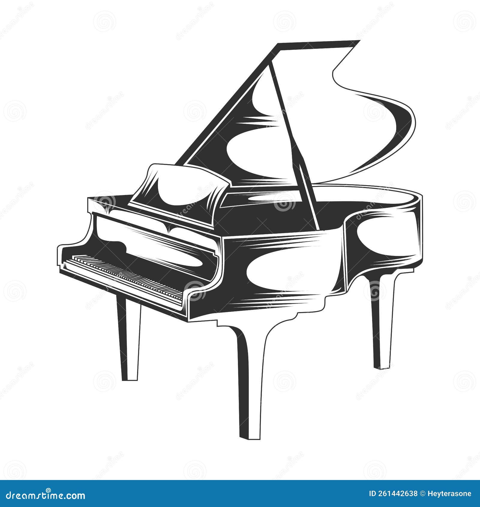 Retro Piano Vector, Vintage Piano Illustration Stock Vector