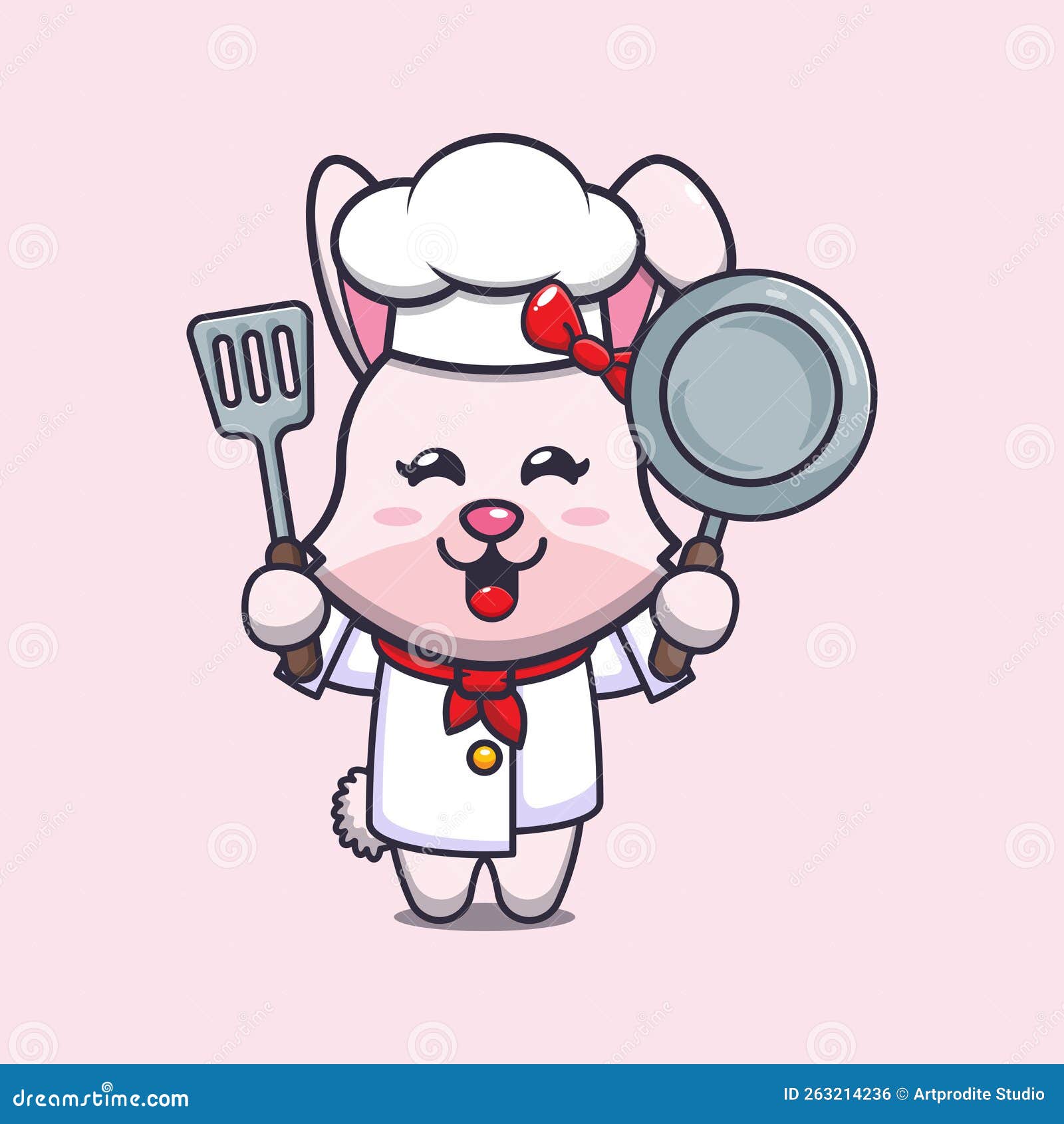 Cute Chef Bunny Mascot Cartoon Character. Stock Vector - Illustration ...