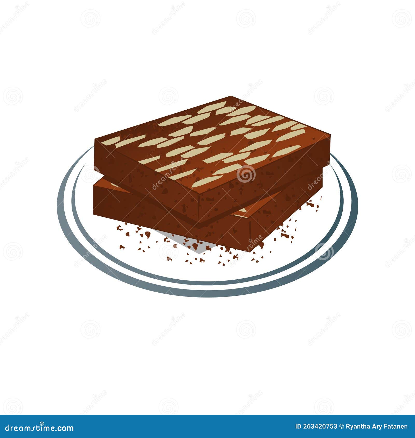 two pieces of chocolate mosaico cake on a plate
