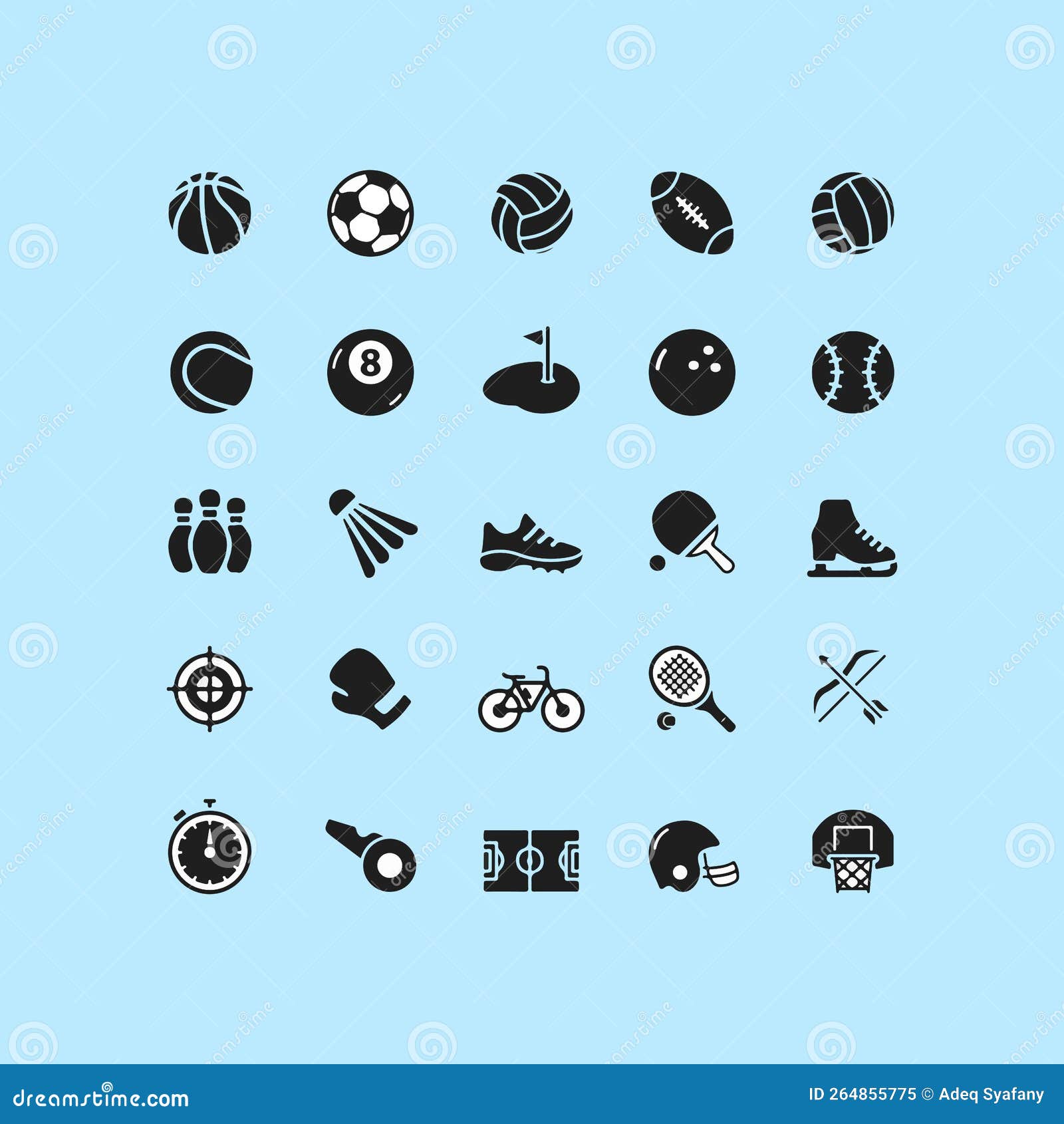 Sport Icon Set Basketball, Bowling, Volley Stock Vector Illustration